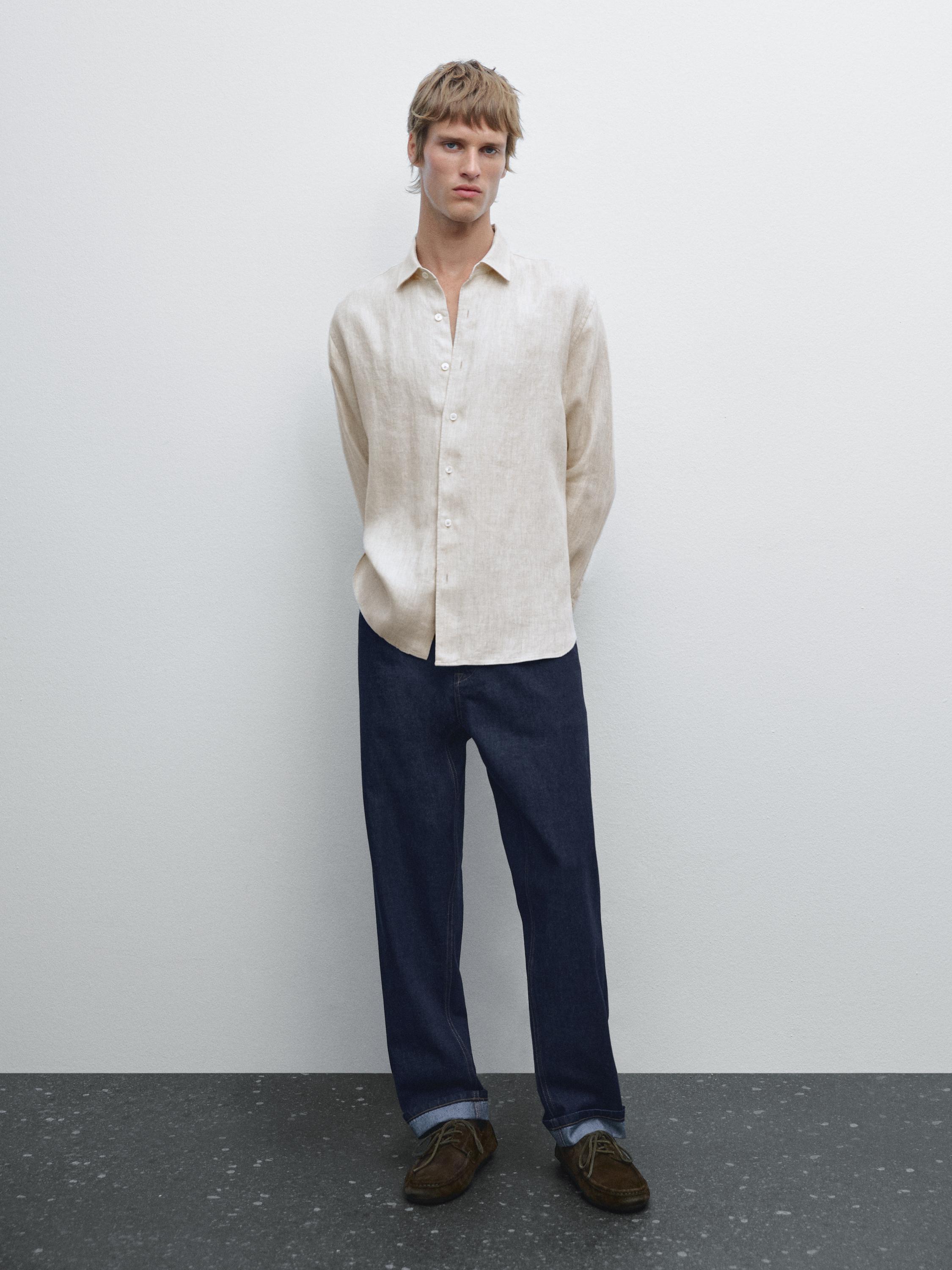 Faded linen regular fit shirt