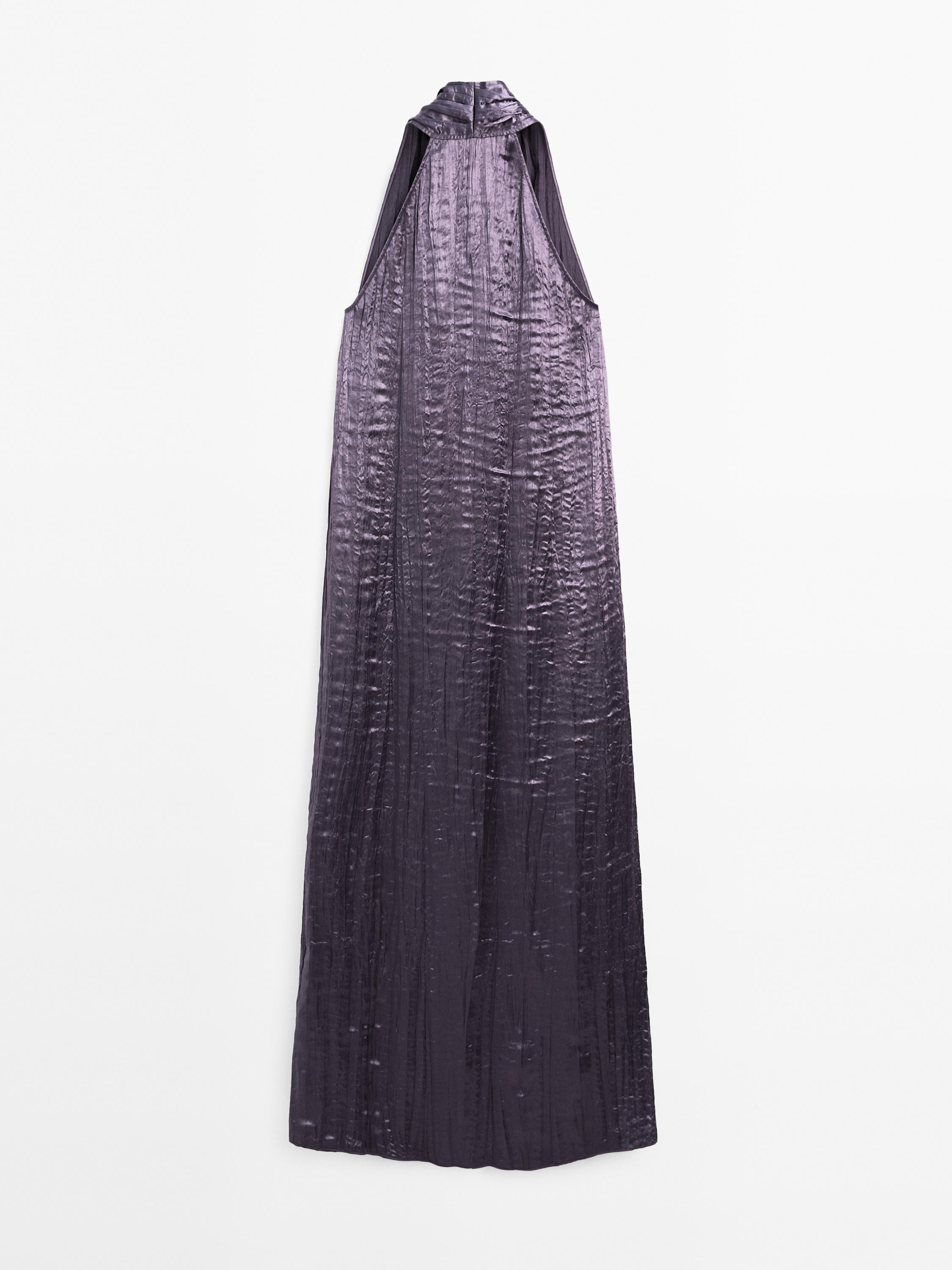 Long pleated halterneck dress