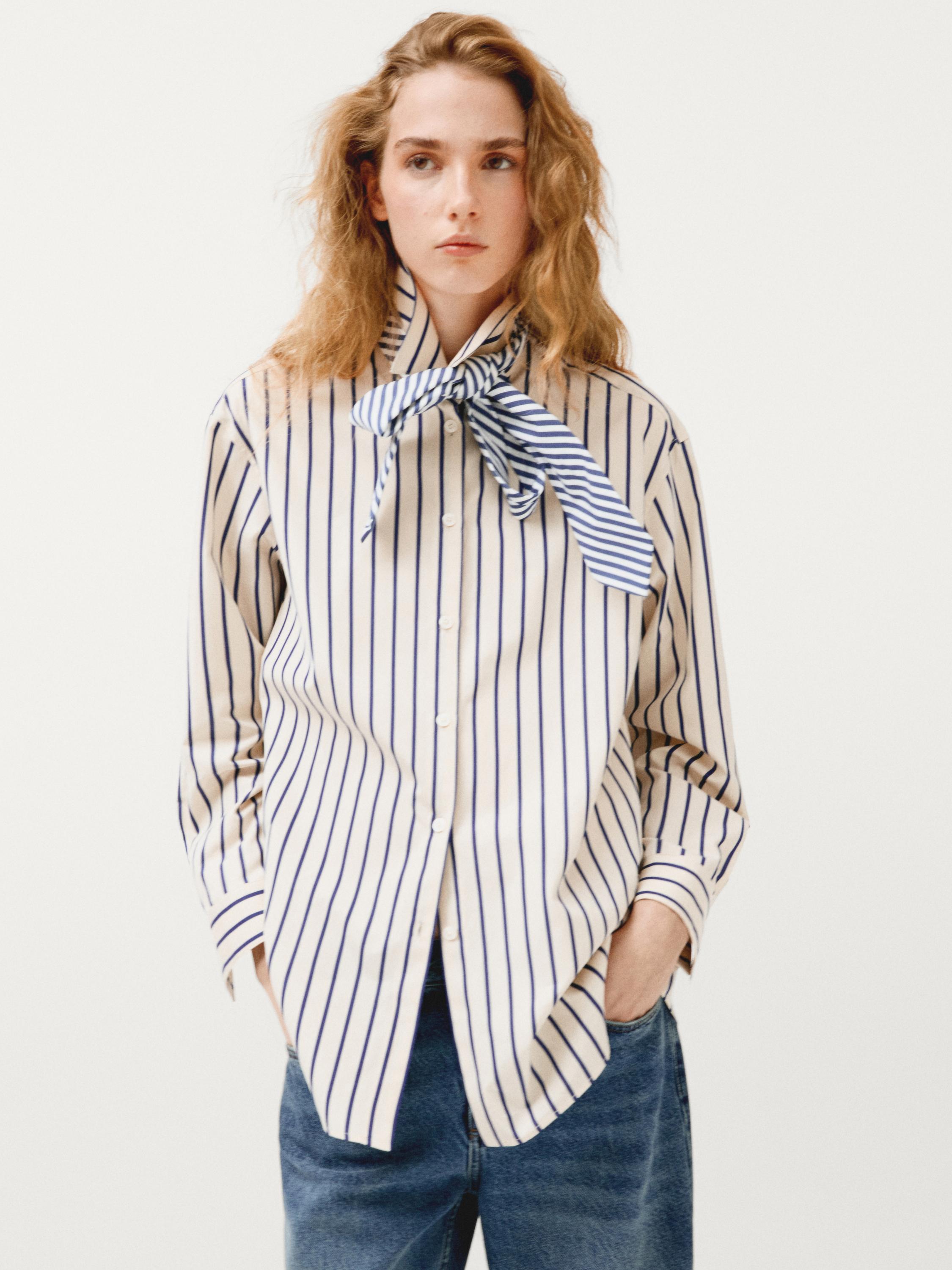 100% cotton striped shirt — Vanilla