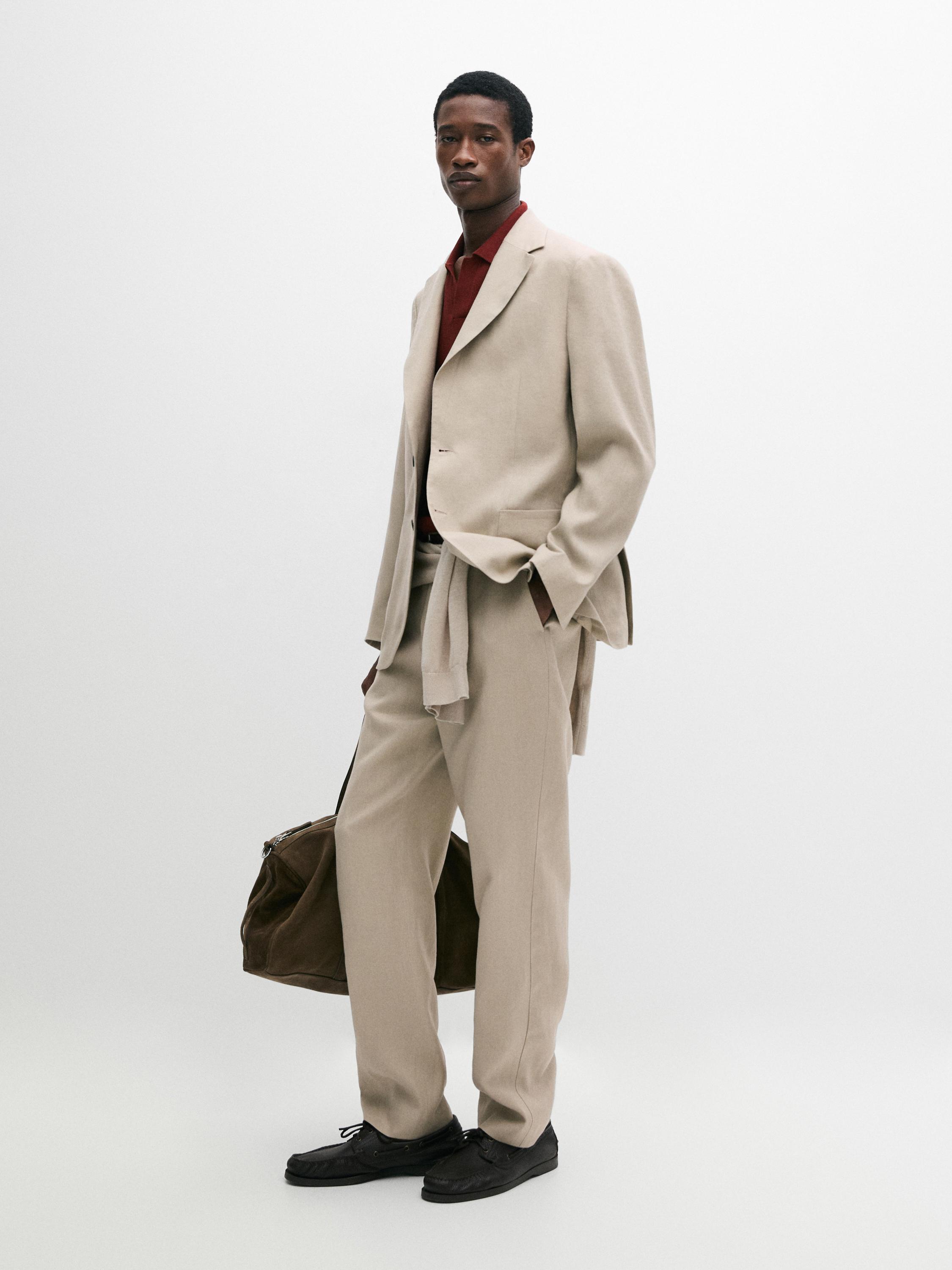 Linen Suit Pants - Beige - 34 - Massimo Dutti - Men Linen Suit Pants - Beige - 34 - Massimo Dutti - Men
