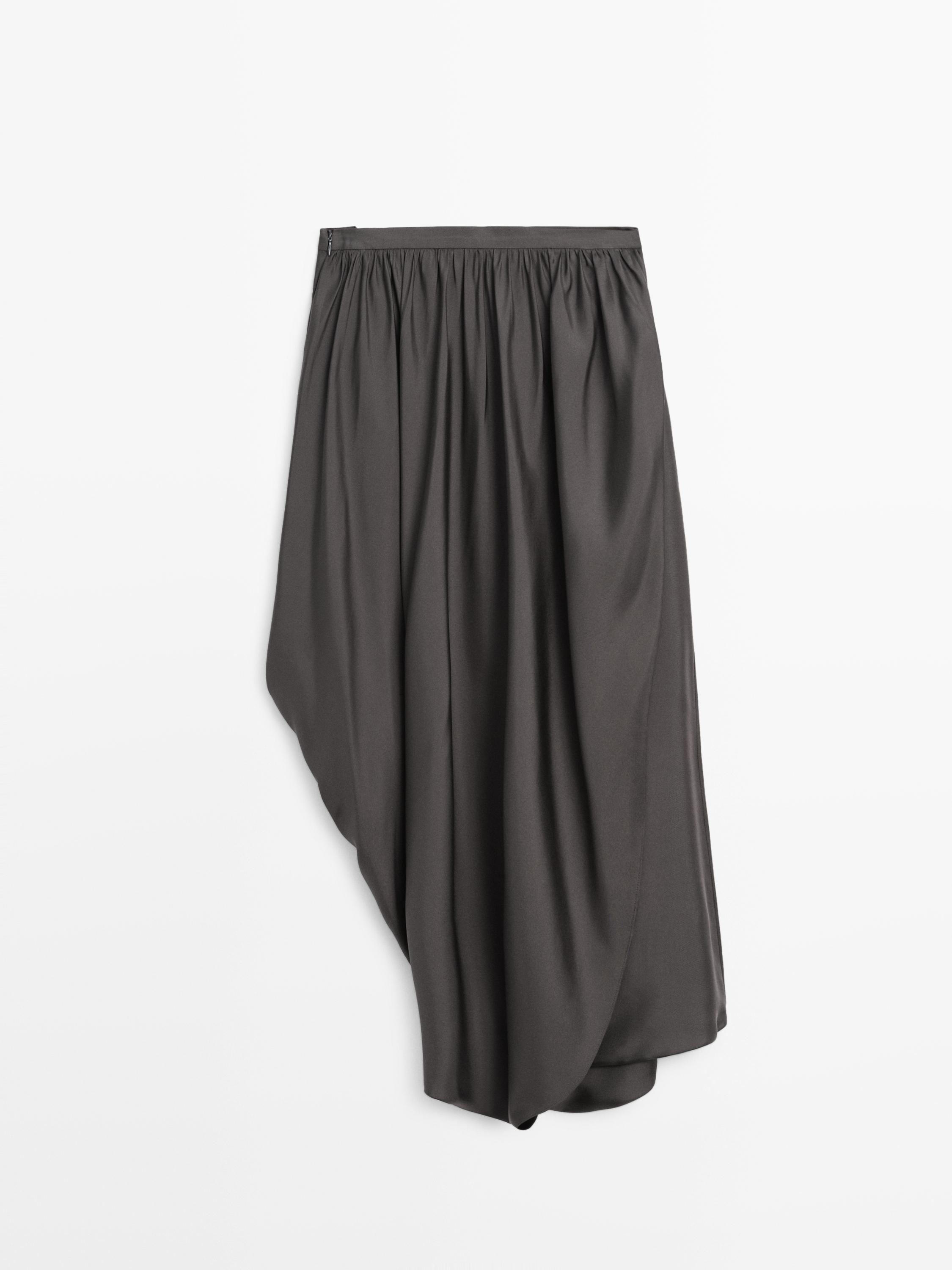 Draped 100% silk midi skirt - LIMITED