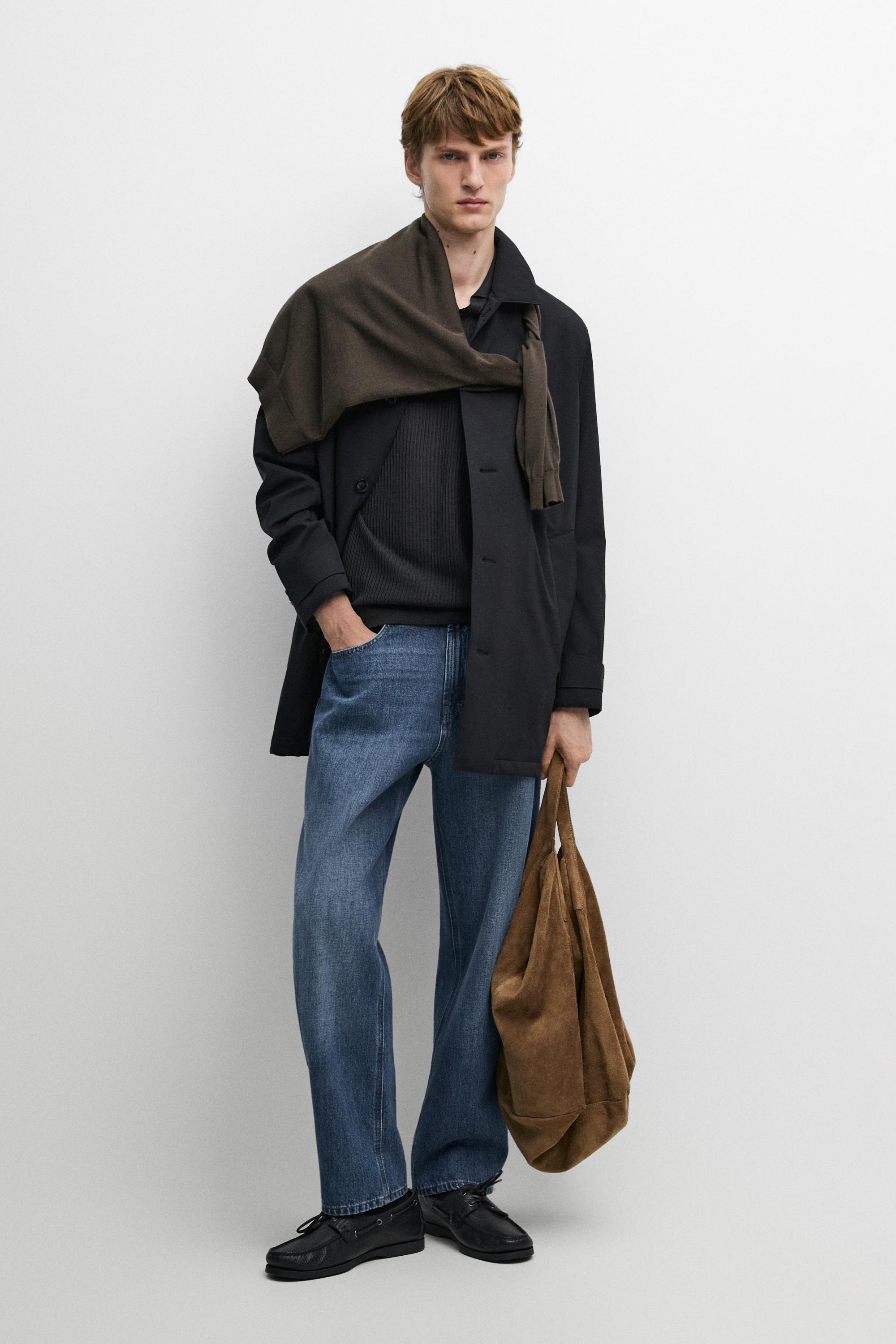 Long collar detail trench coat — DARK NAVY
