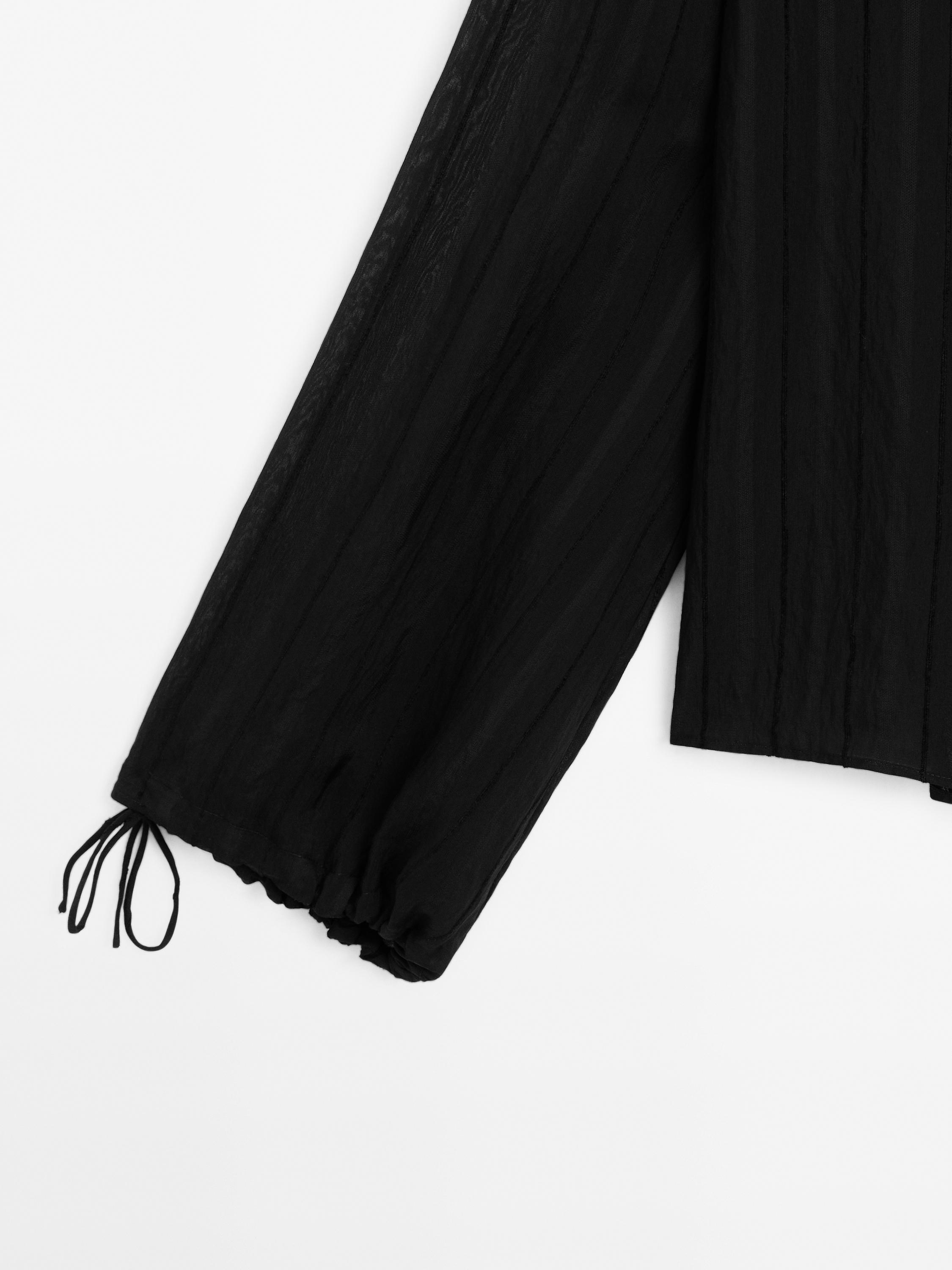 Flowing striped satin shirt