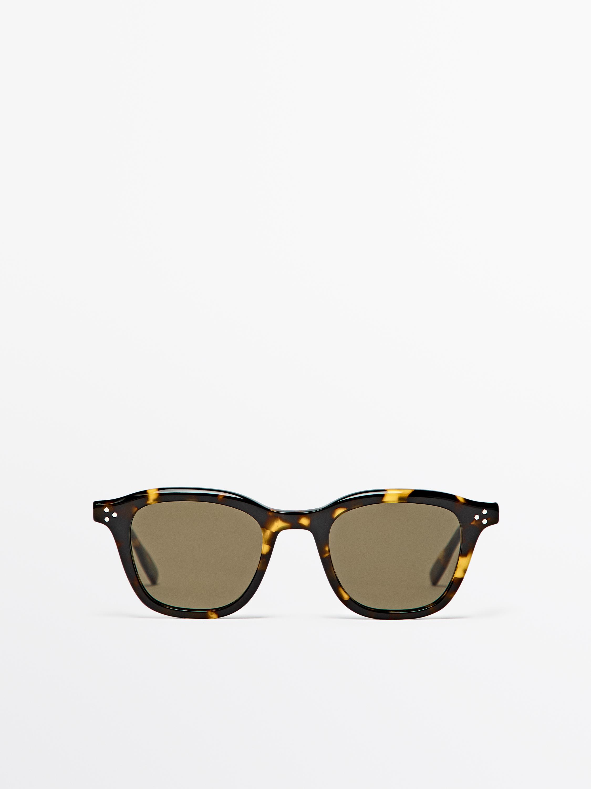 Rectangular tortoiseshell-effect sunglasses