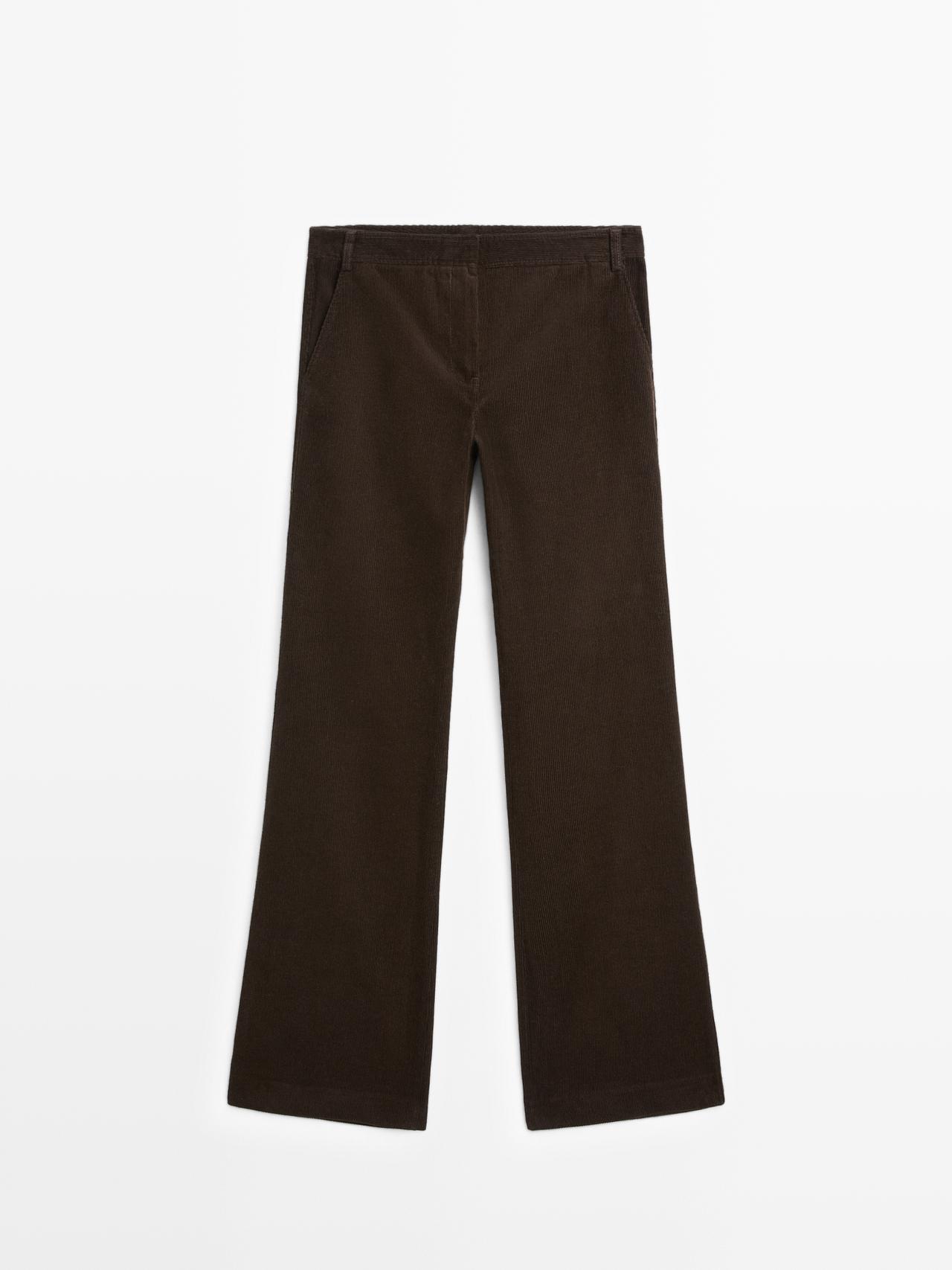 Massimo Dutti - Dame - Trompetbukser I Jernbanefløjl - Chokolade - 36