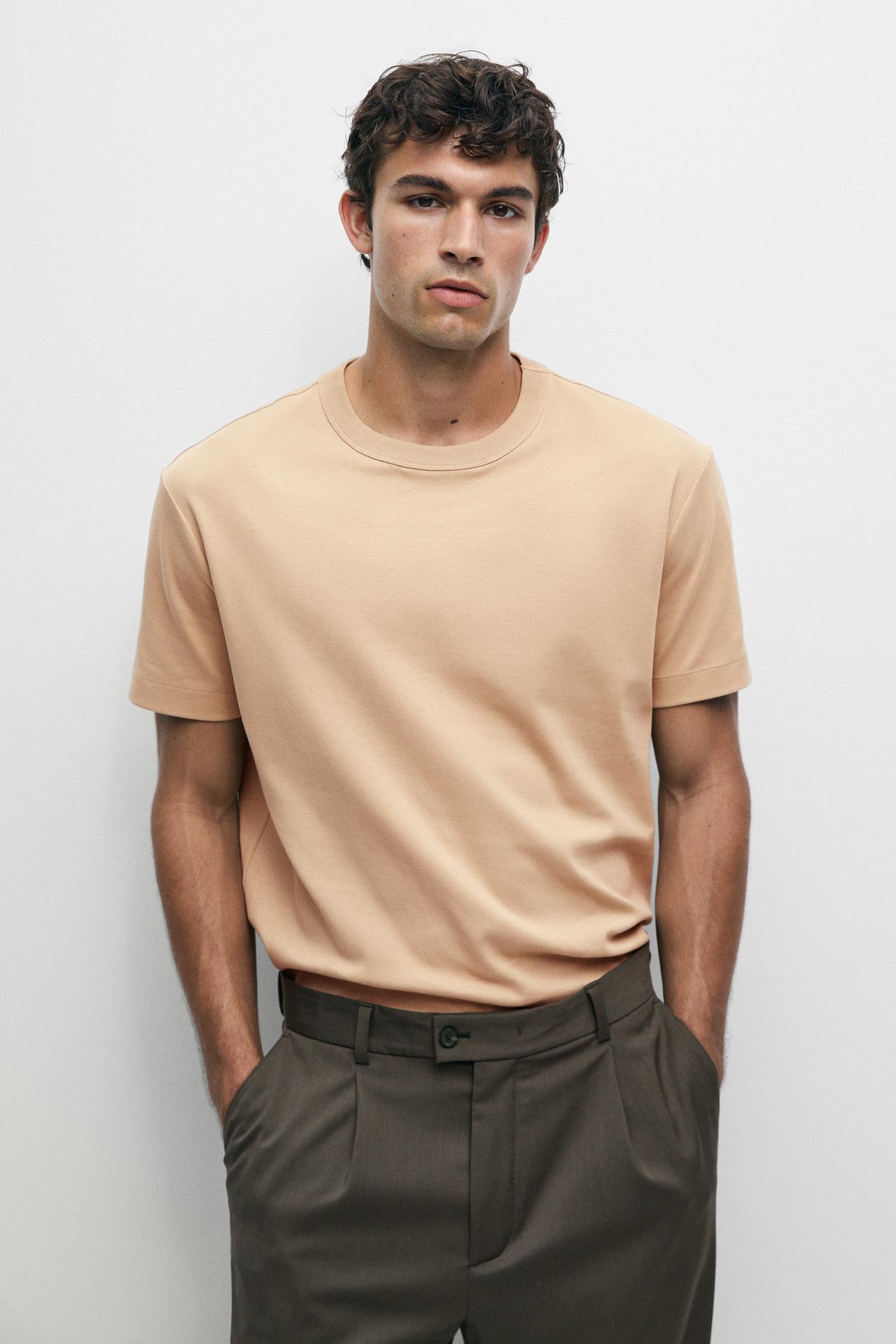 100% cotton short-sleeve T-shirt — CAMEL