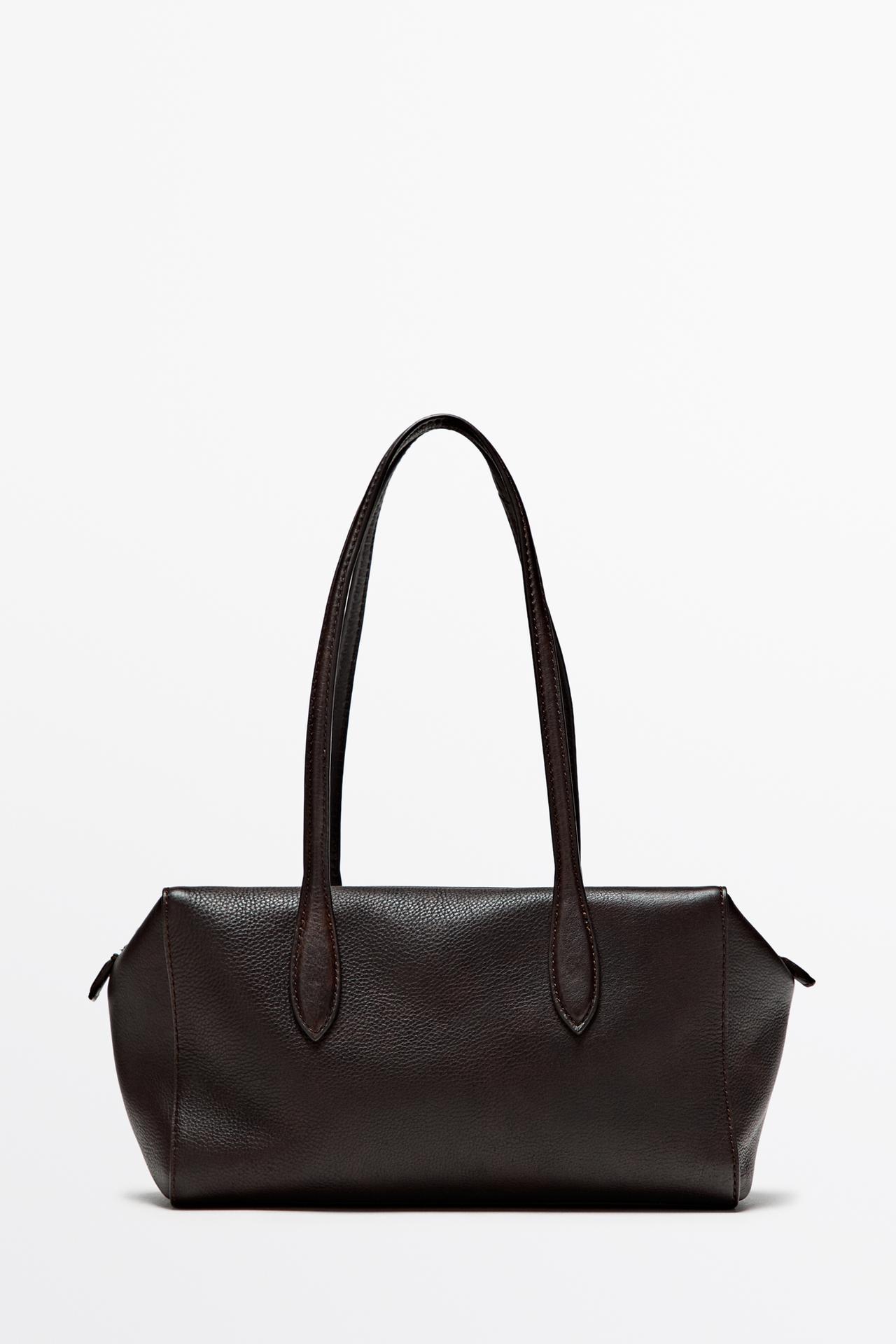 Nappa leather mini satchel — BROWN