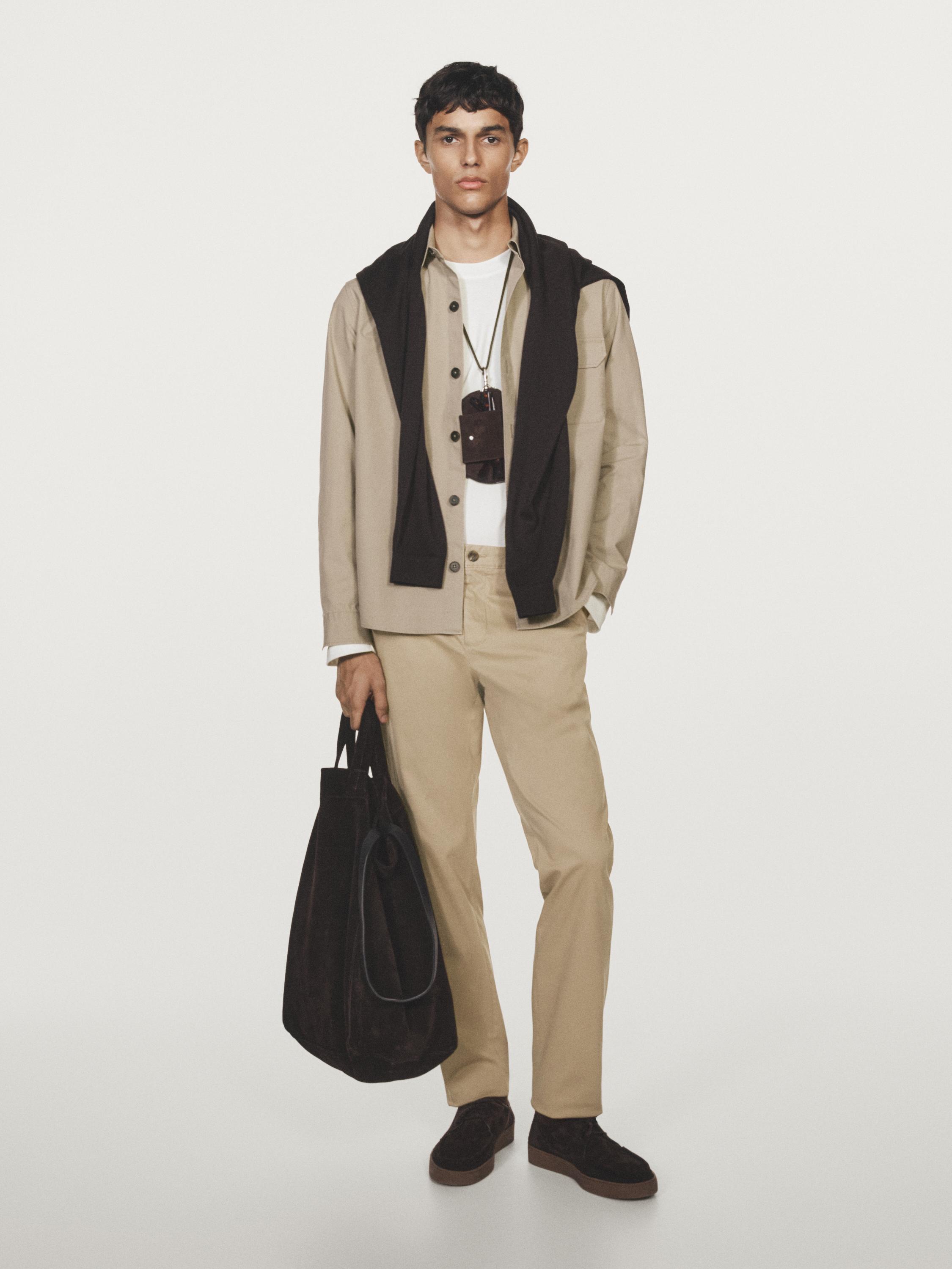 Slim fit textured trousers