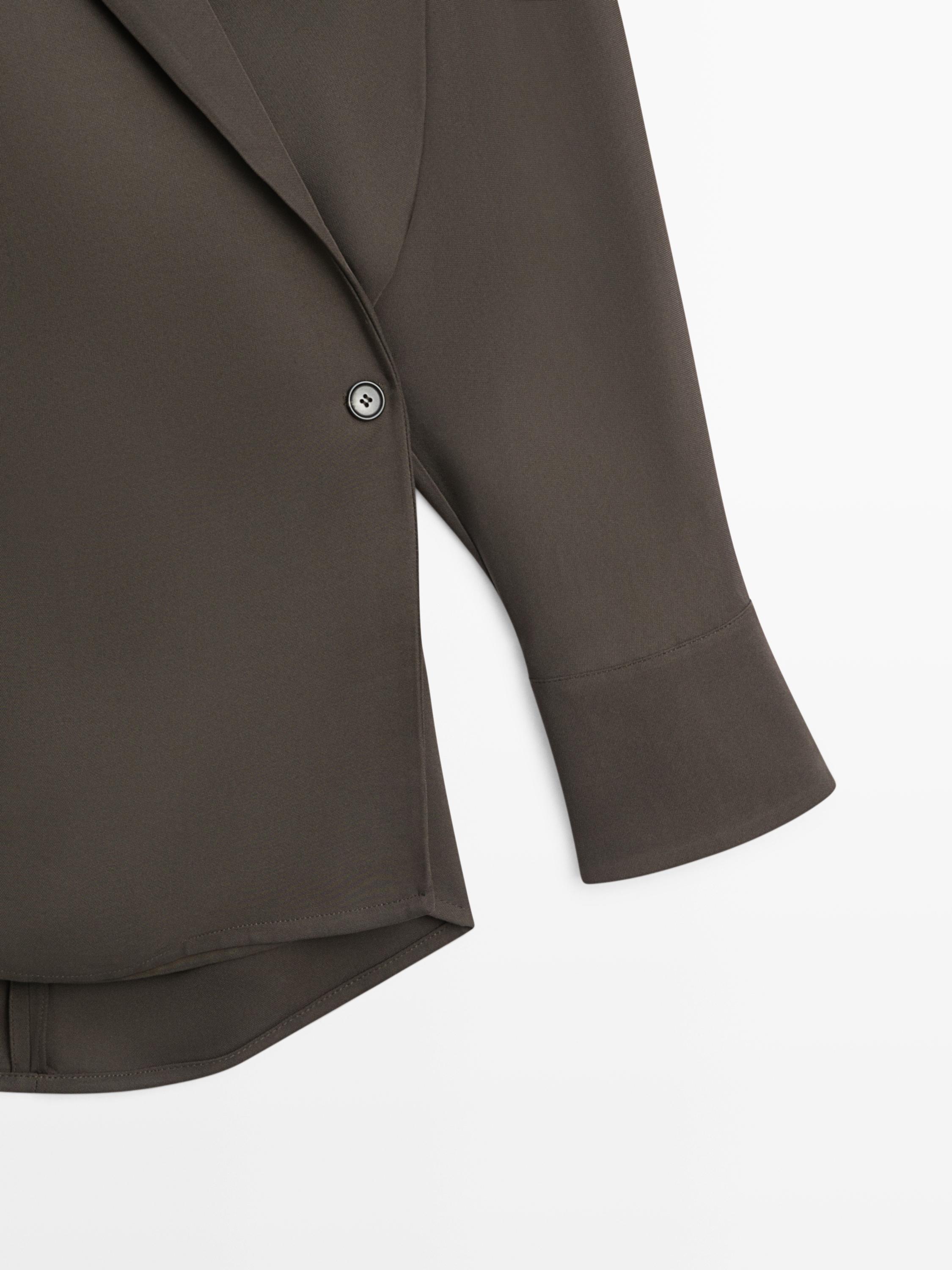 Flowing double-breasted overshirt — Greyish green