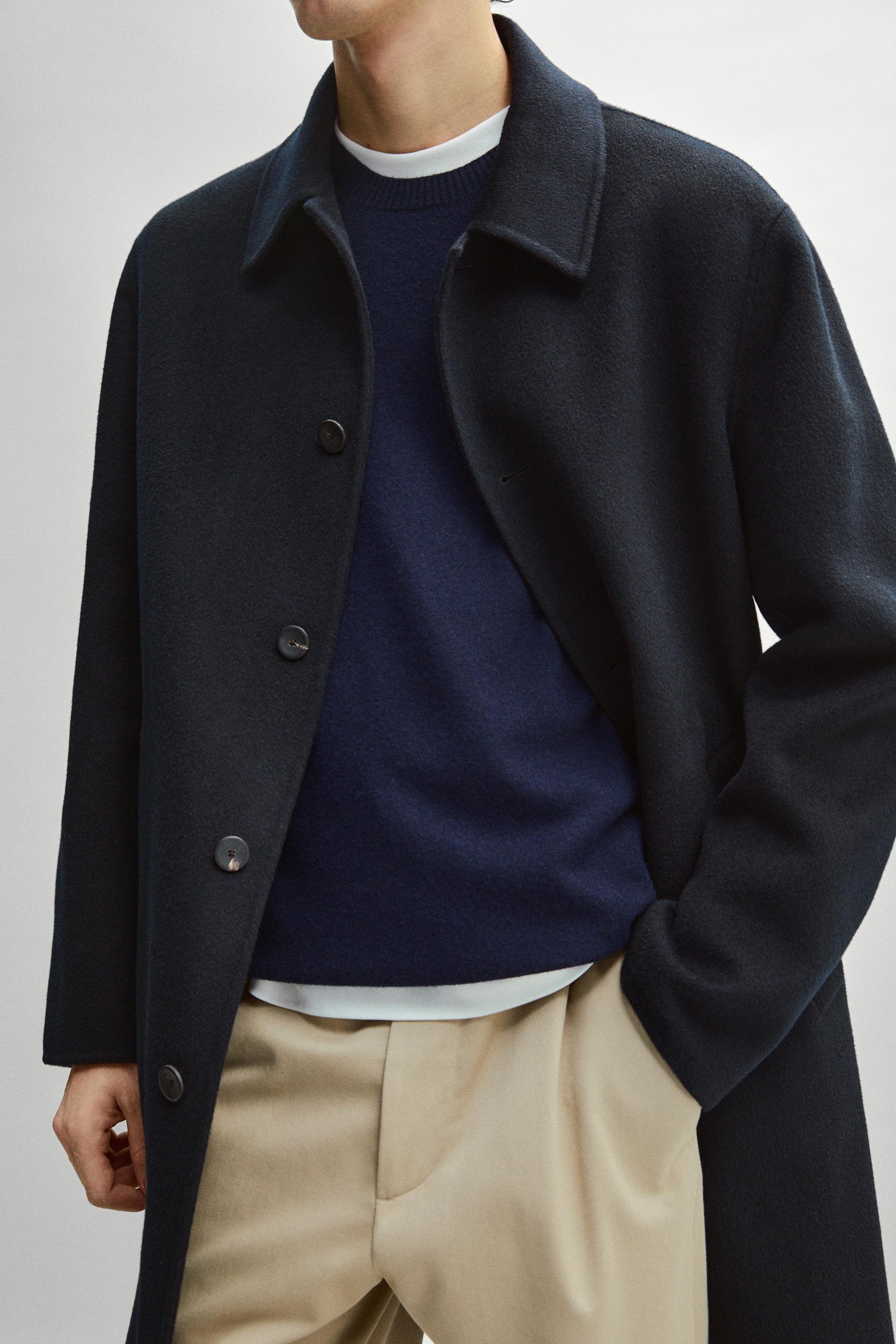 Long wool-blend double-faced coat