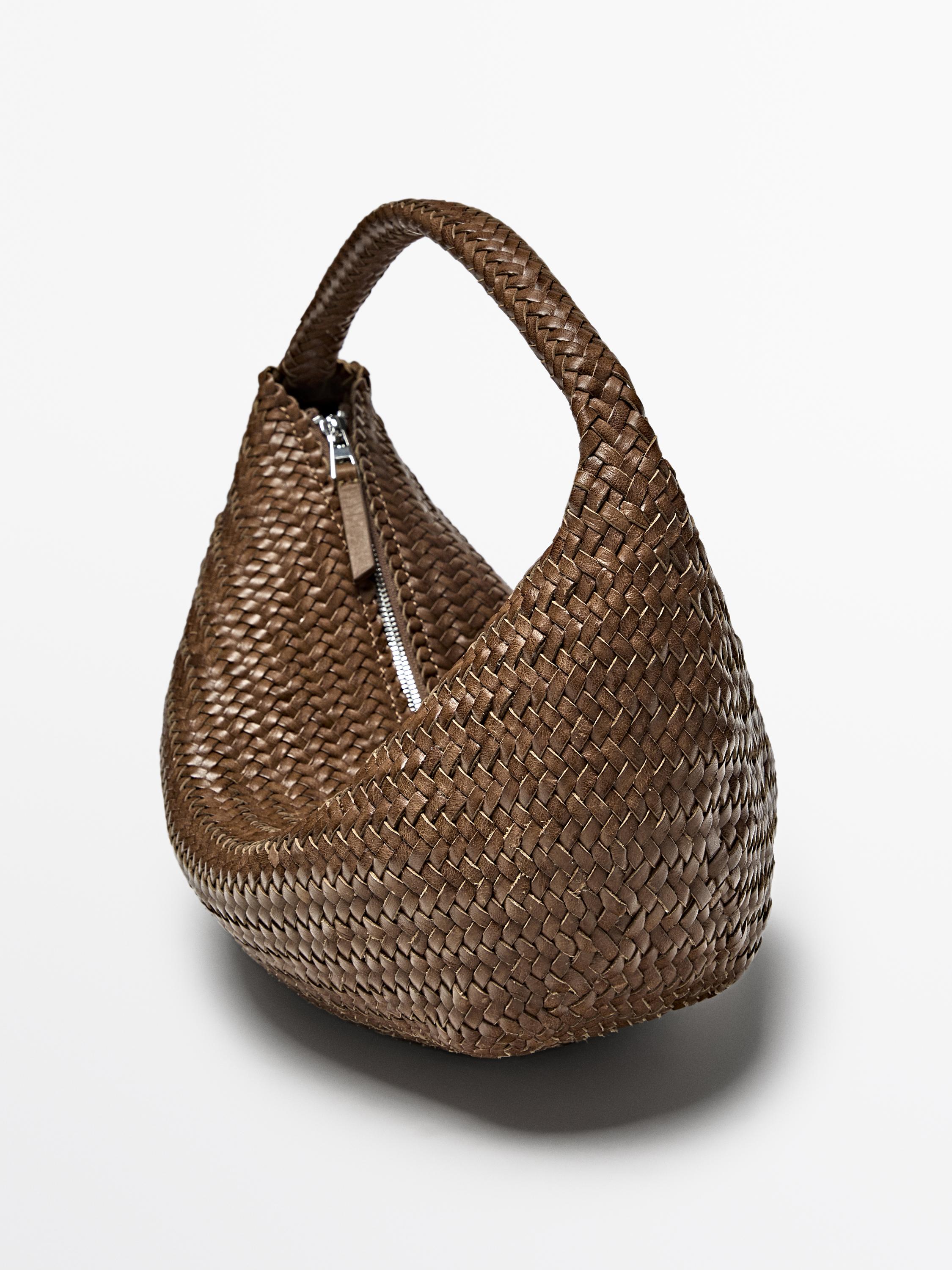 Braided leather half-moon bag — LEATHER