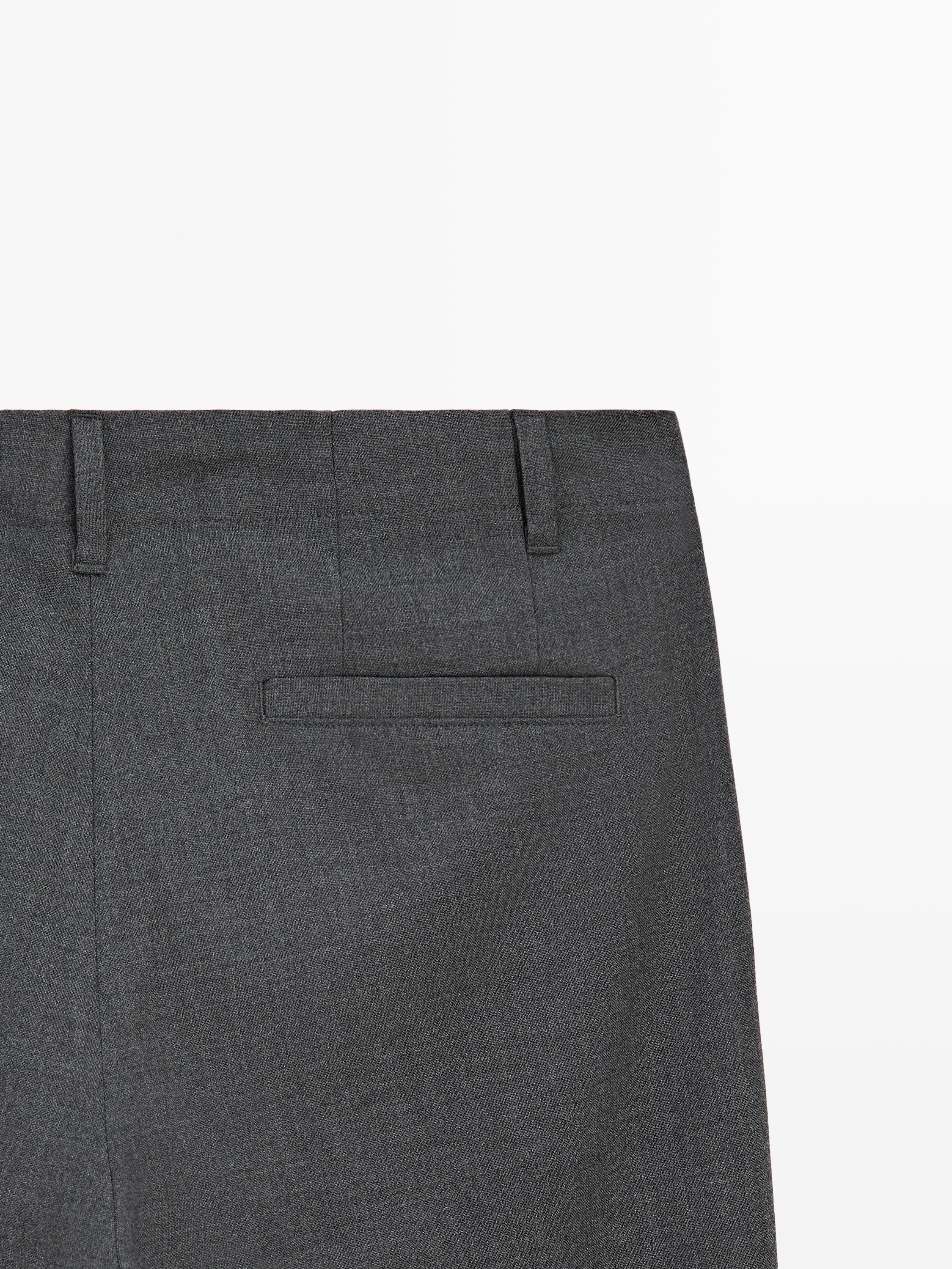 Cool wool textured trousers — GREY
