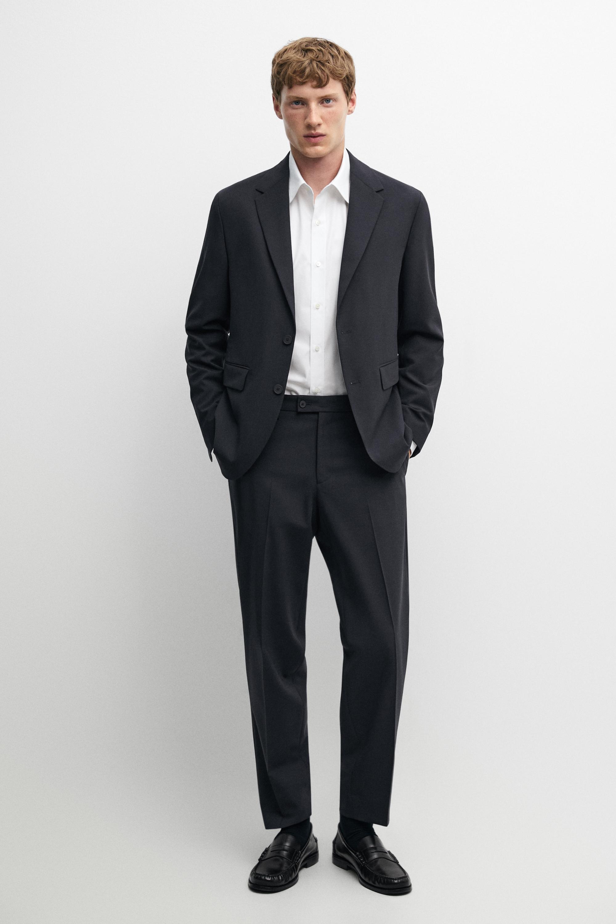 Wool blend suit pants