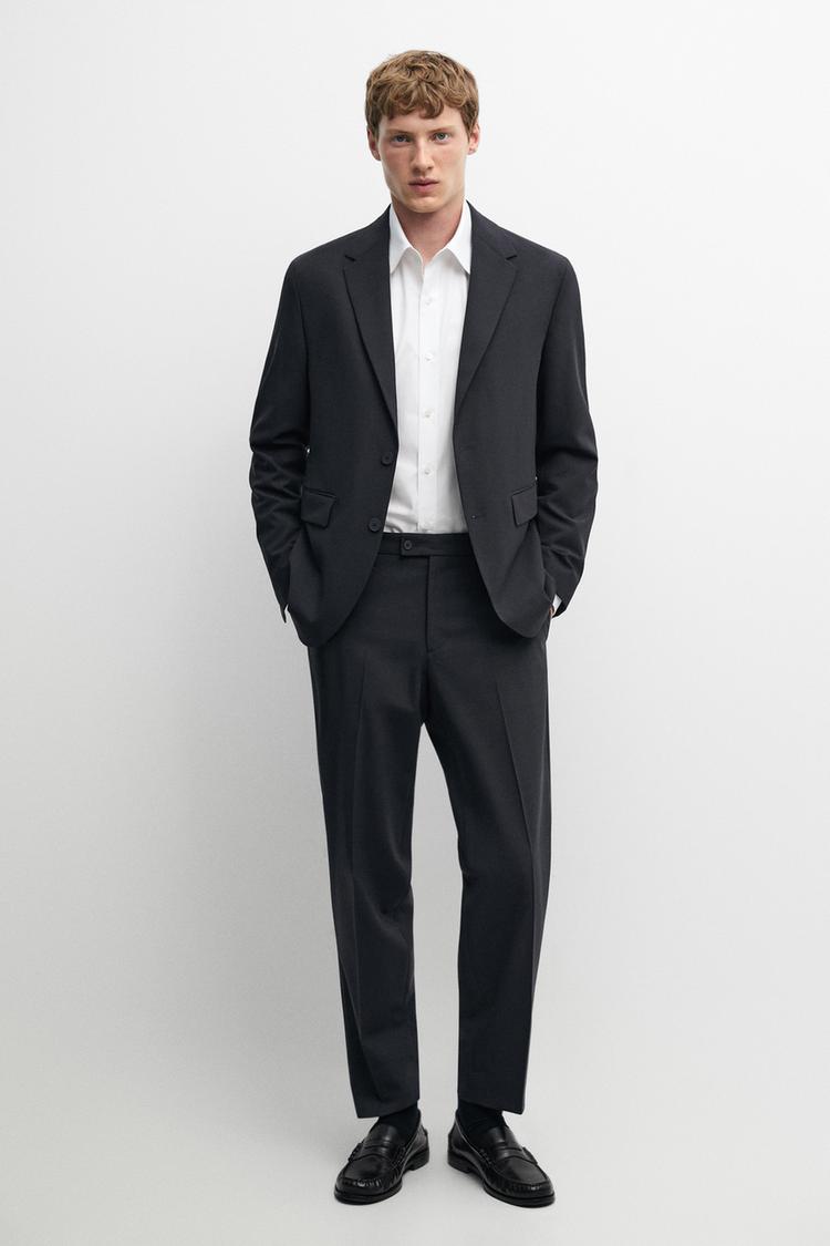 Wool blend suit pants — NAVY BLUE