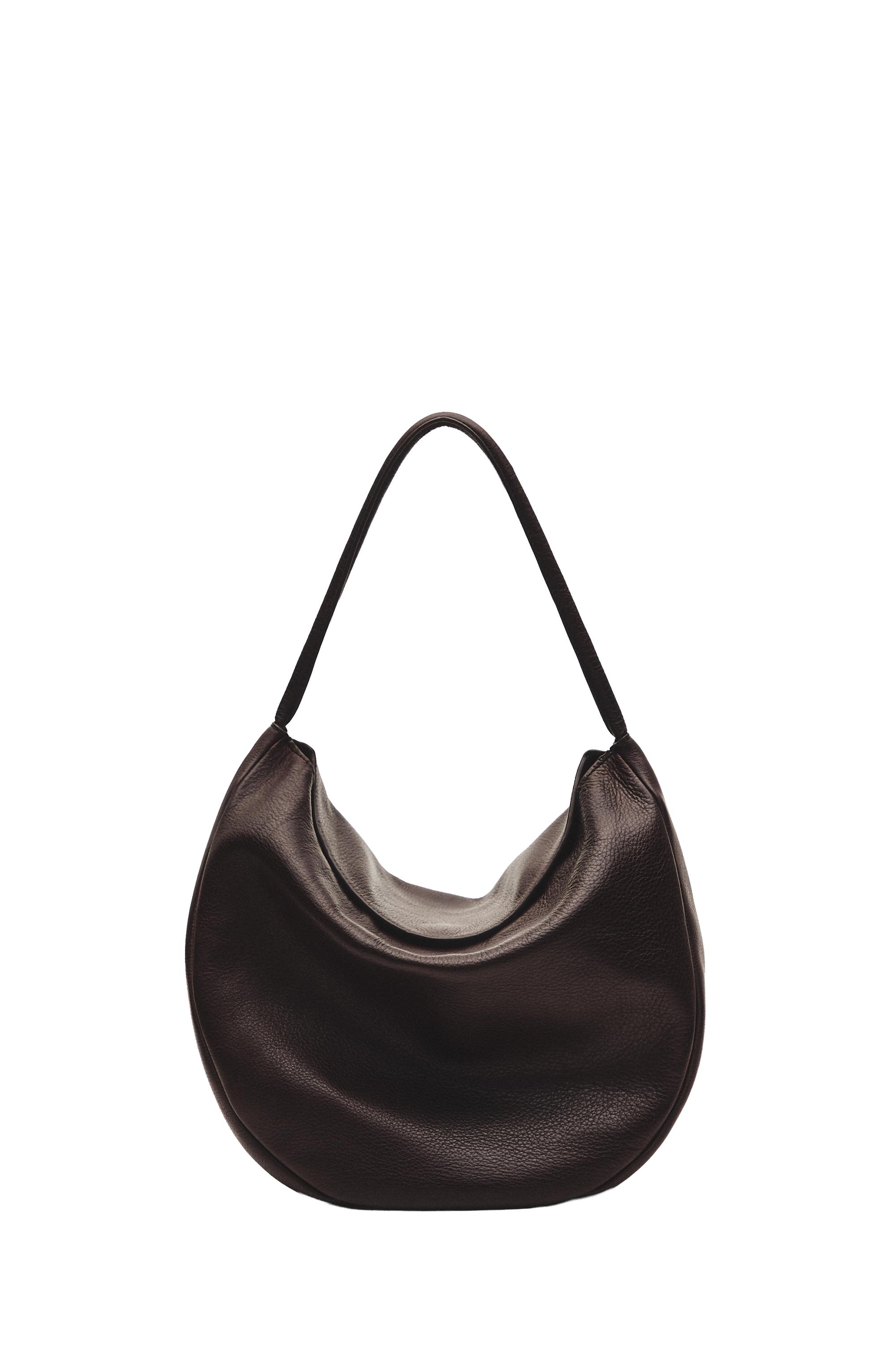 Medium nappa leather slouch bag — BROWN