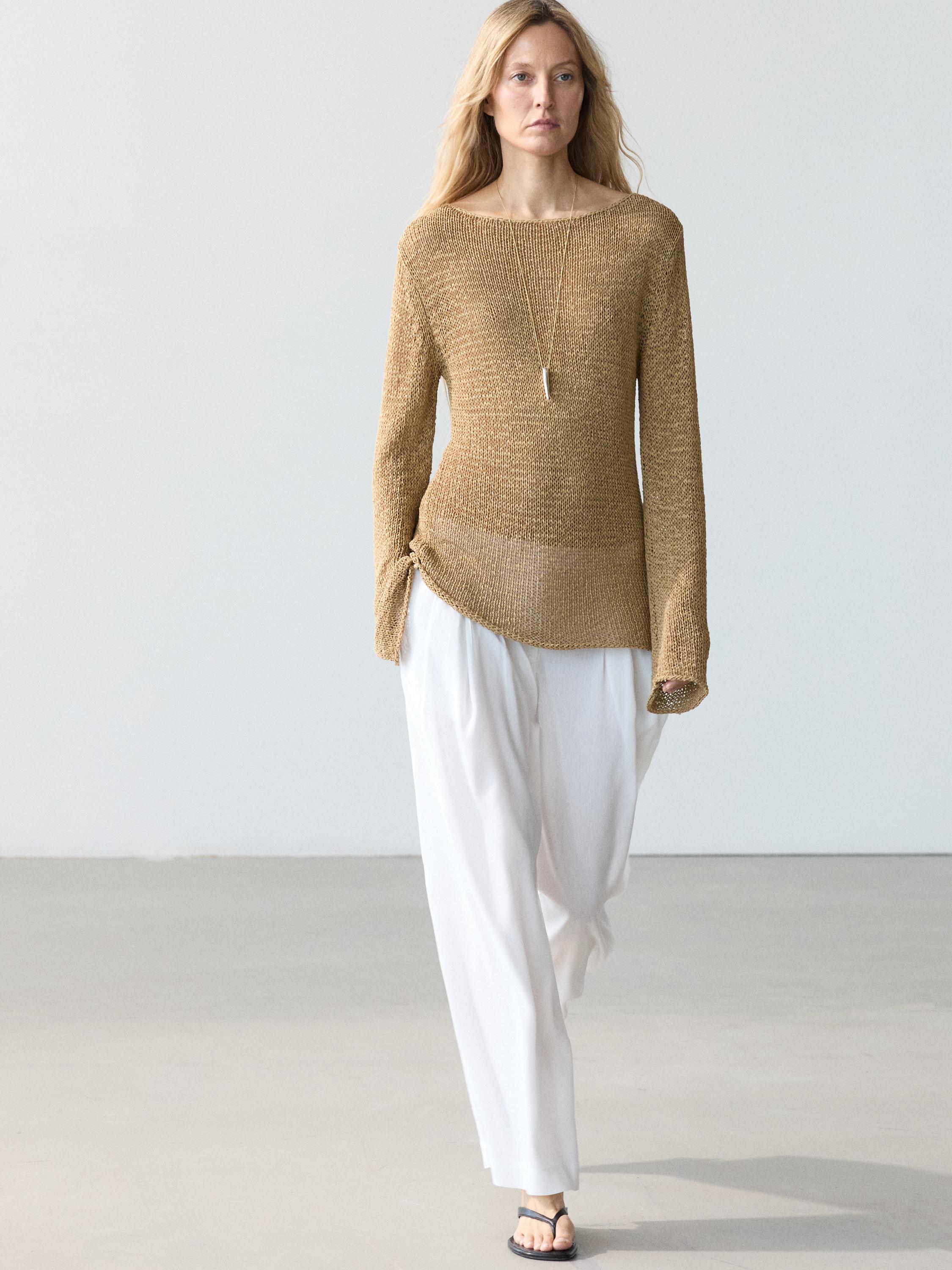 Flowing linen blend trousers