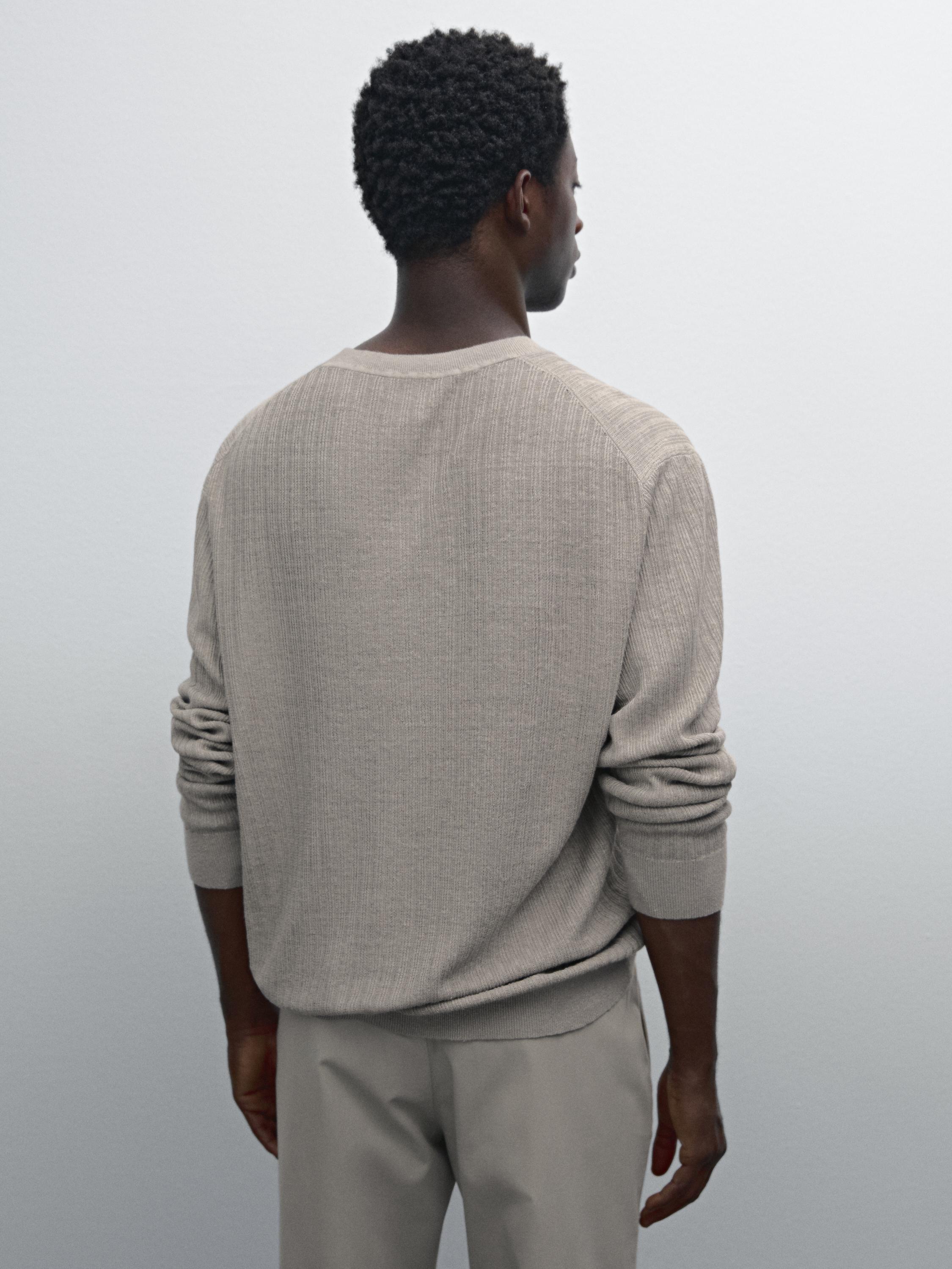 Pull en maille côtelée 100 % lin