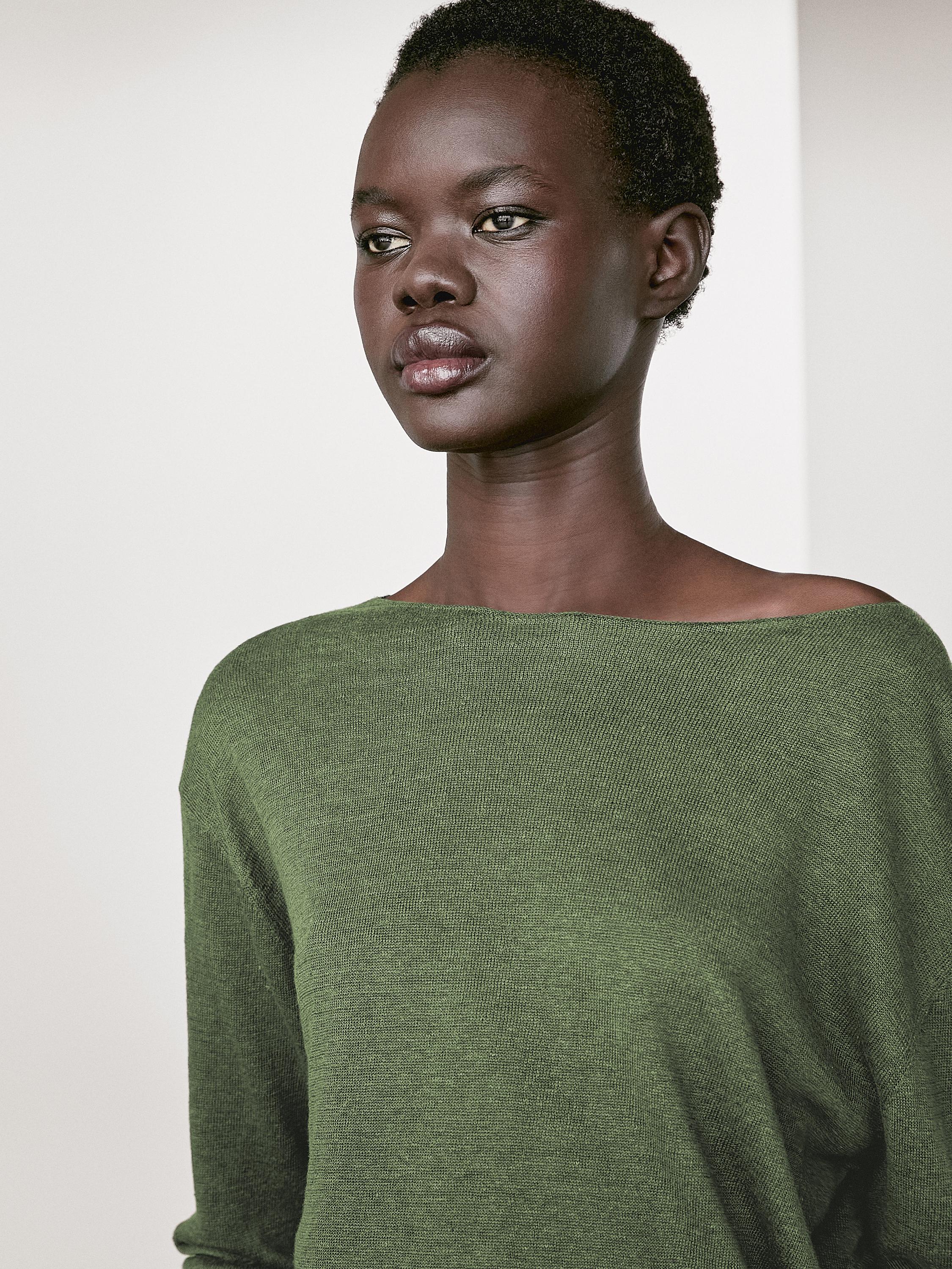 Linen boat neck sweater