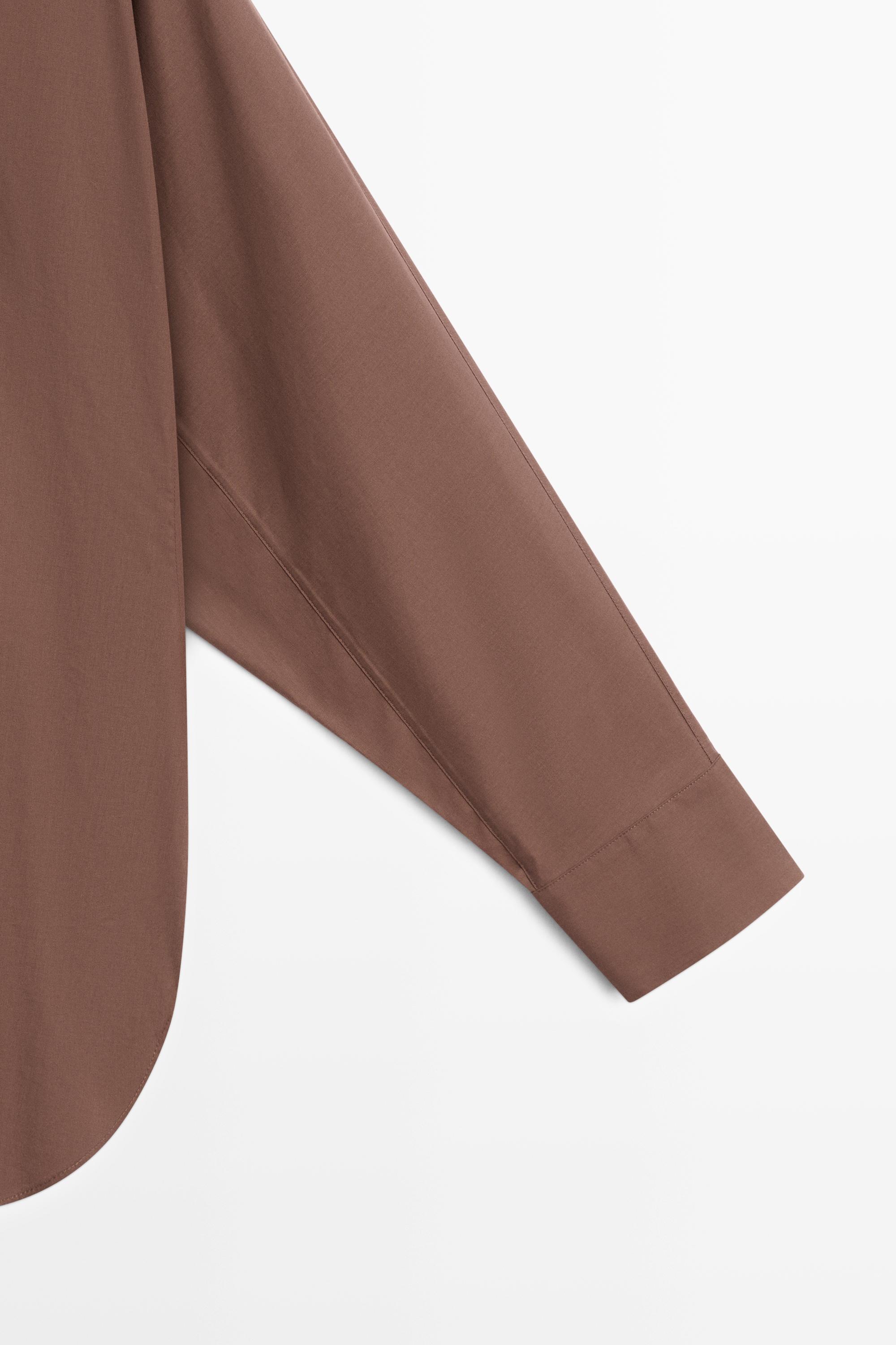 Cotton poplin shirt — BROWN MARL