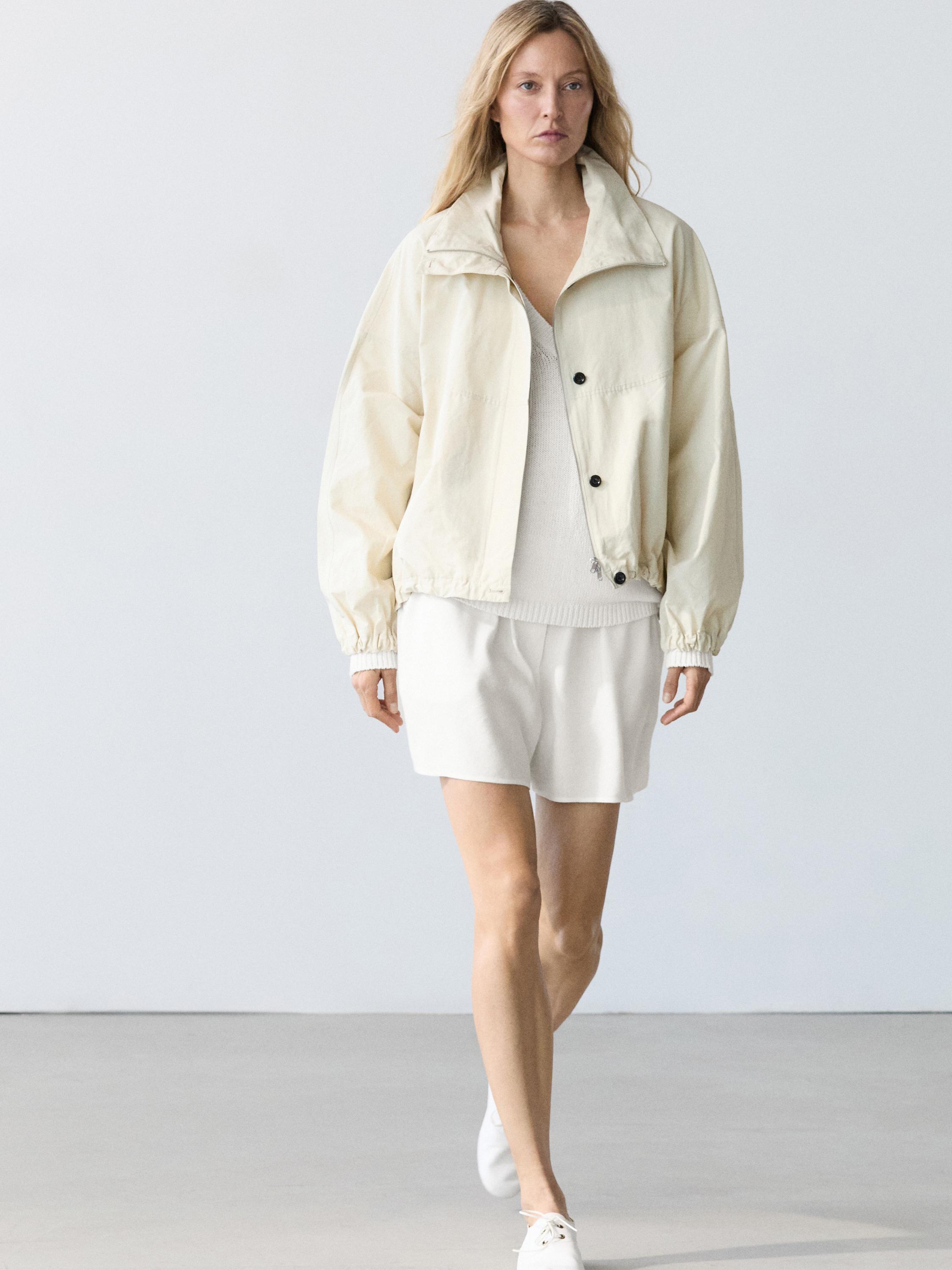 Linen blend total look short Bermuda shorts — Off white