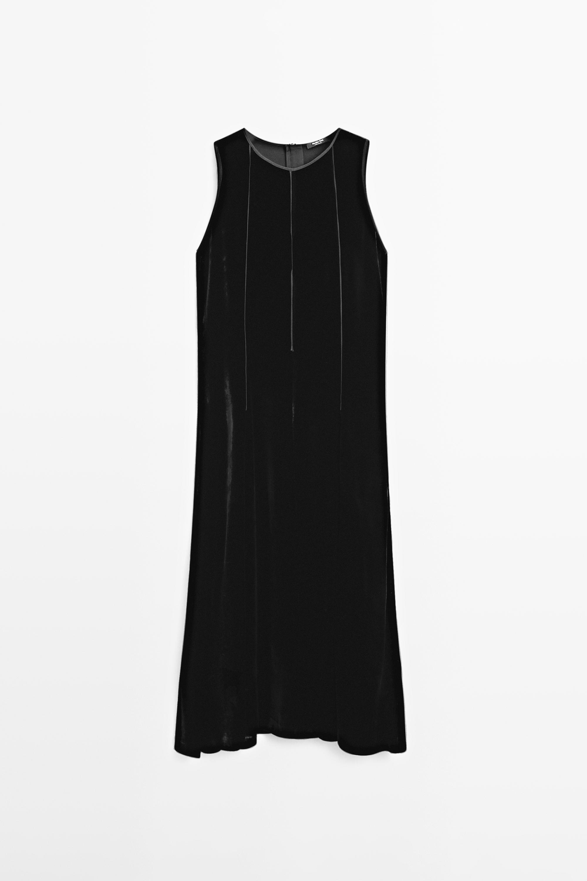 Robe midi velours détail contrastant