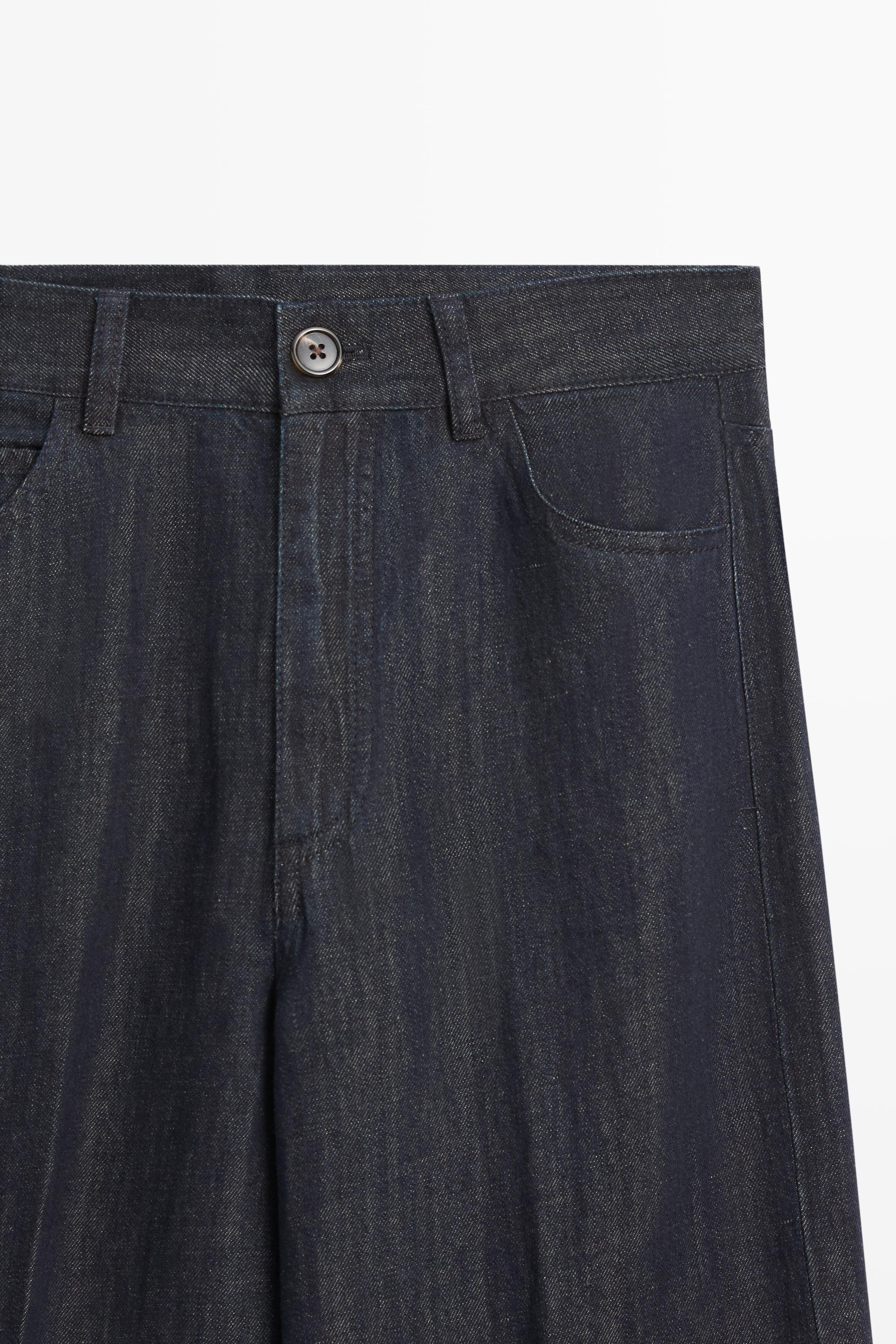 High-waist palazzo denim pants co-ord — DARK BLUE