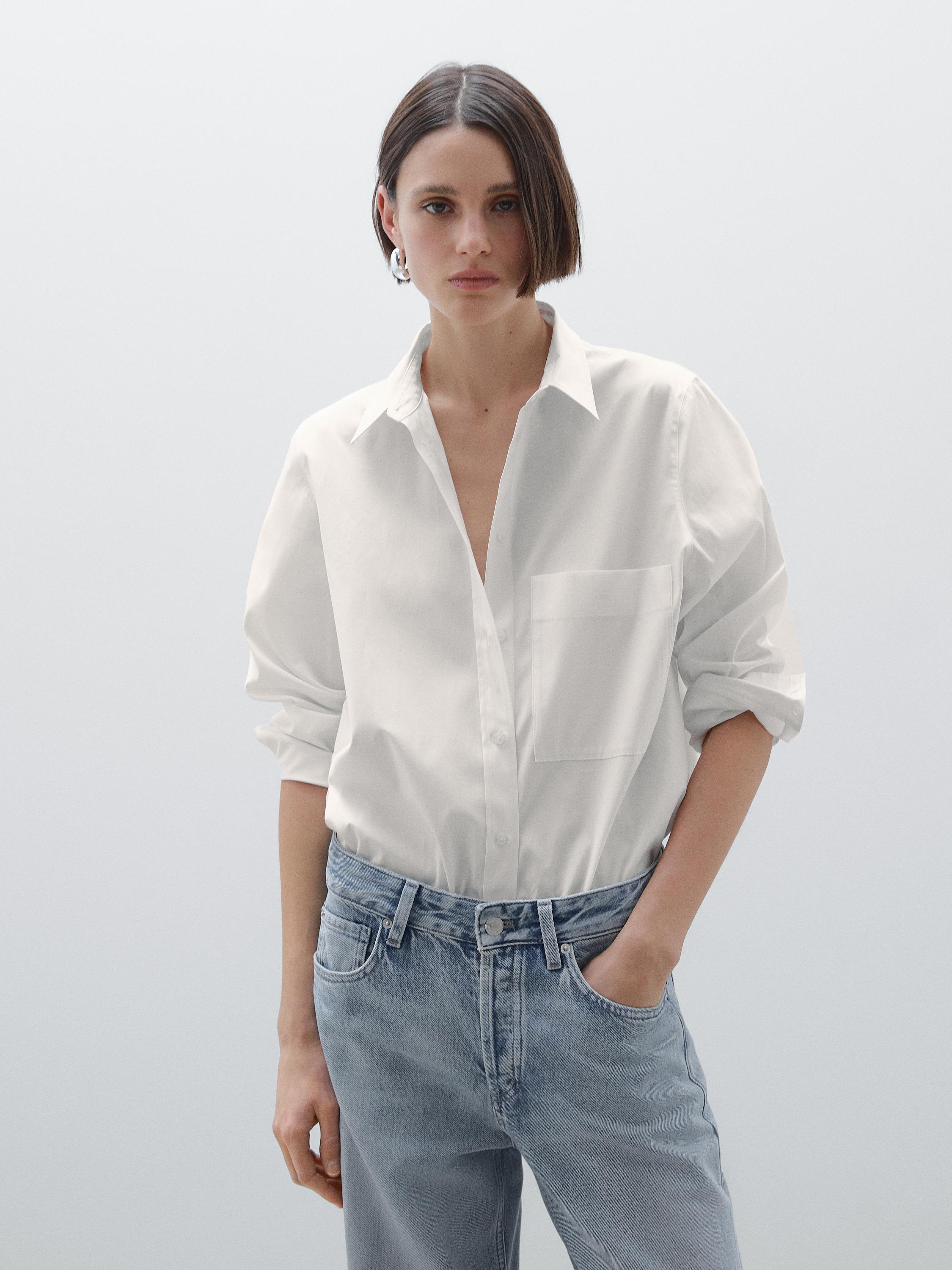 Koszula ze 100% bawełnianej popeliny z kieszenią