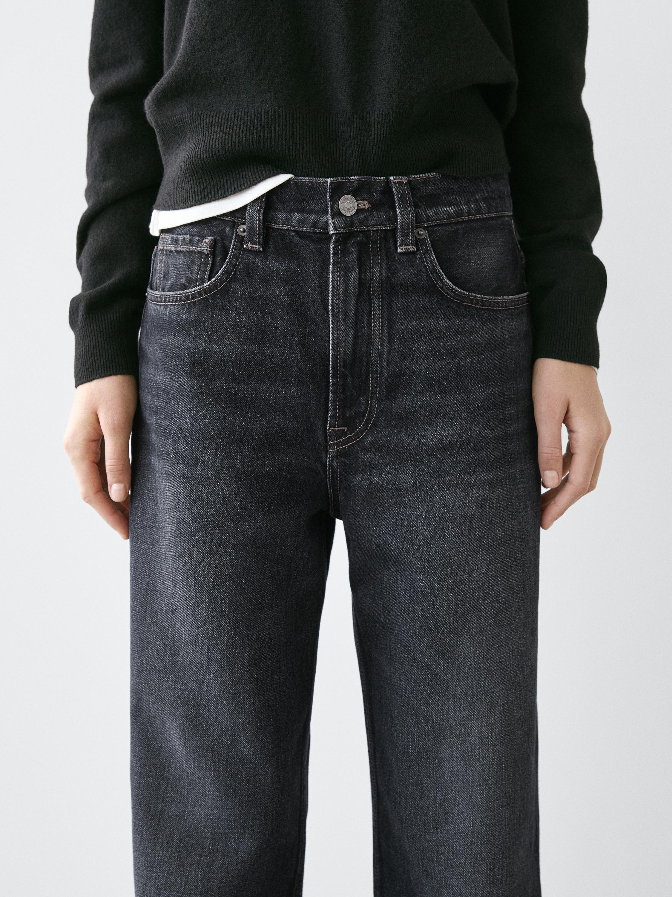 High-waist wide-leg jeans — DARK BLUE