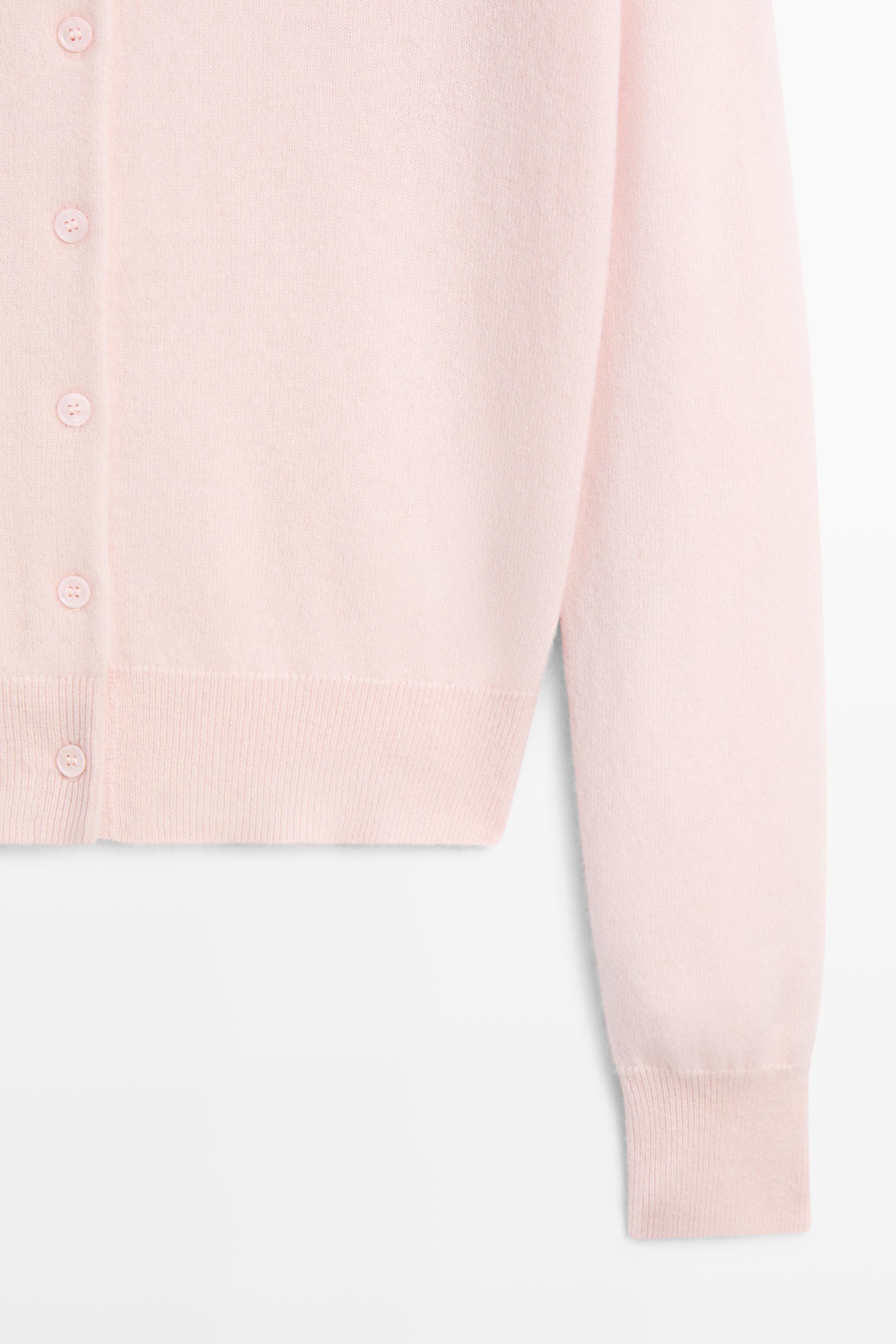 100% cashmere knit polo collar cardigan — Pink