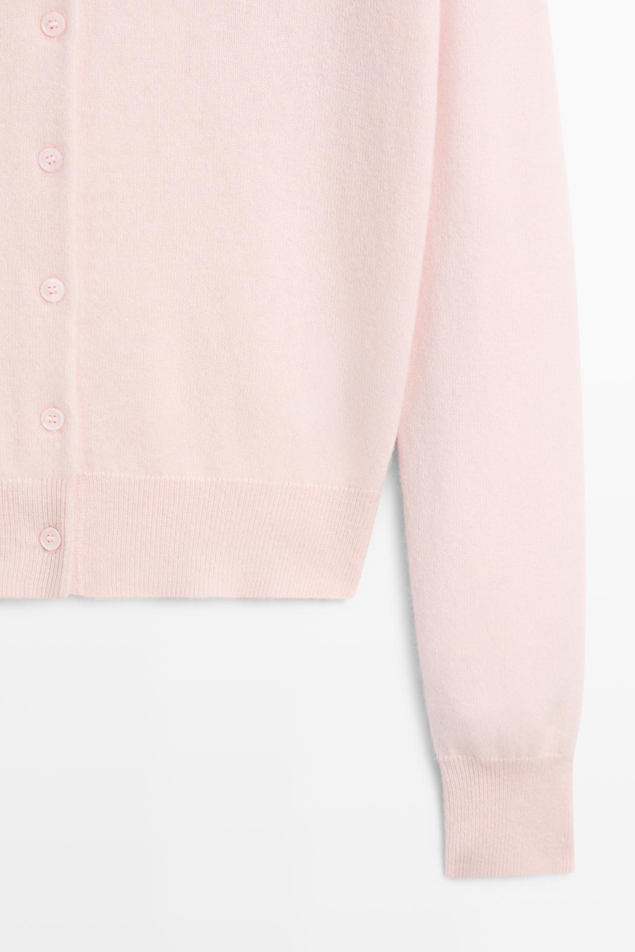 100% cashmere knit polo collar cardigan — Pink