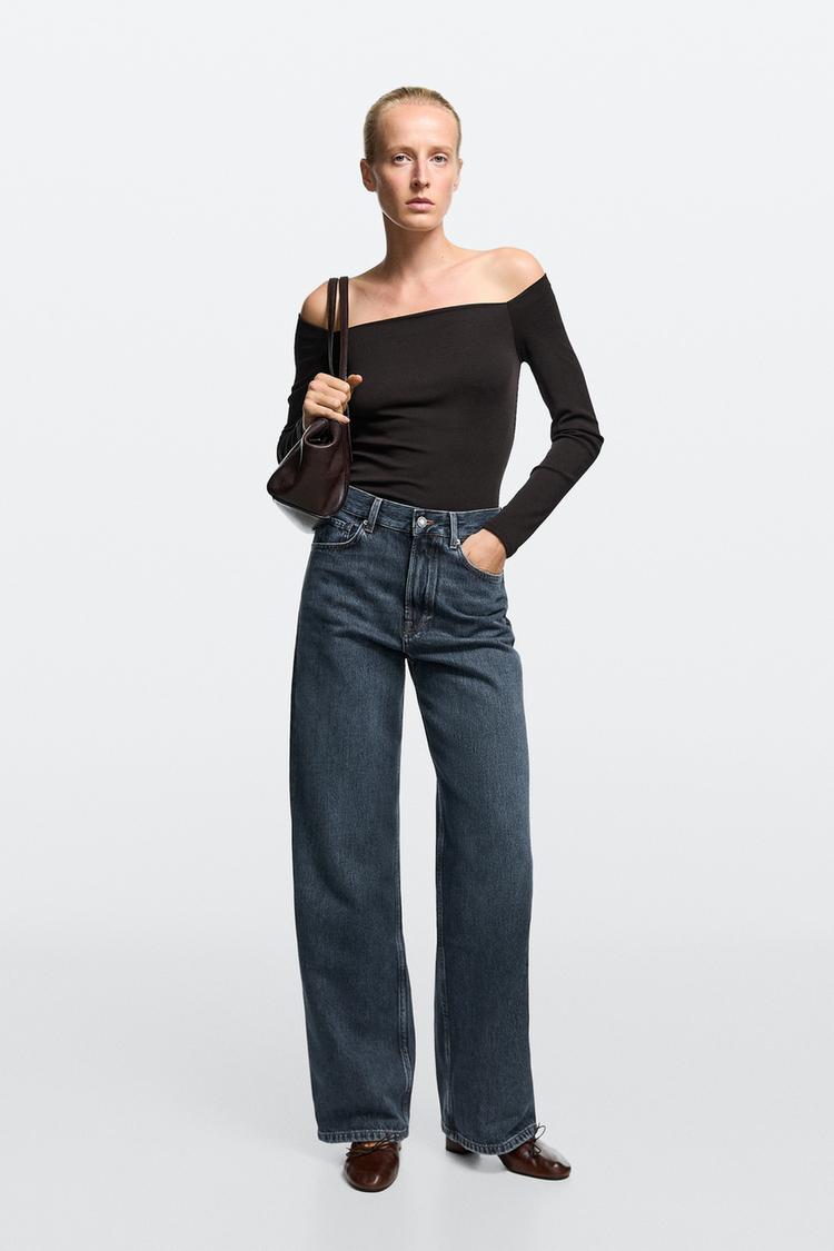 High-waist wide-leg jeans — MEDIUM BLUE