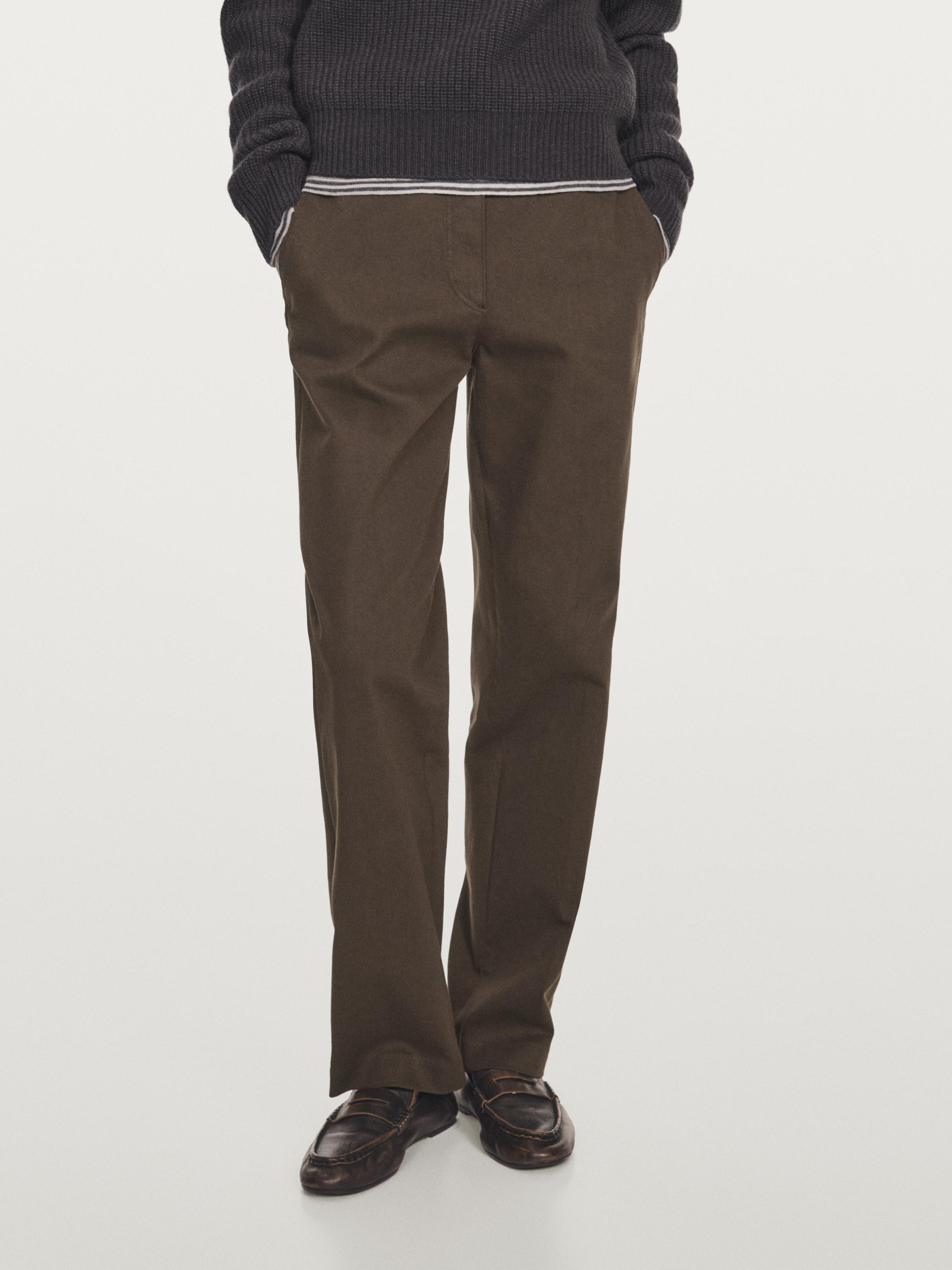 Straight-leg cotton blend trousers