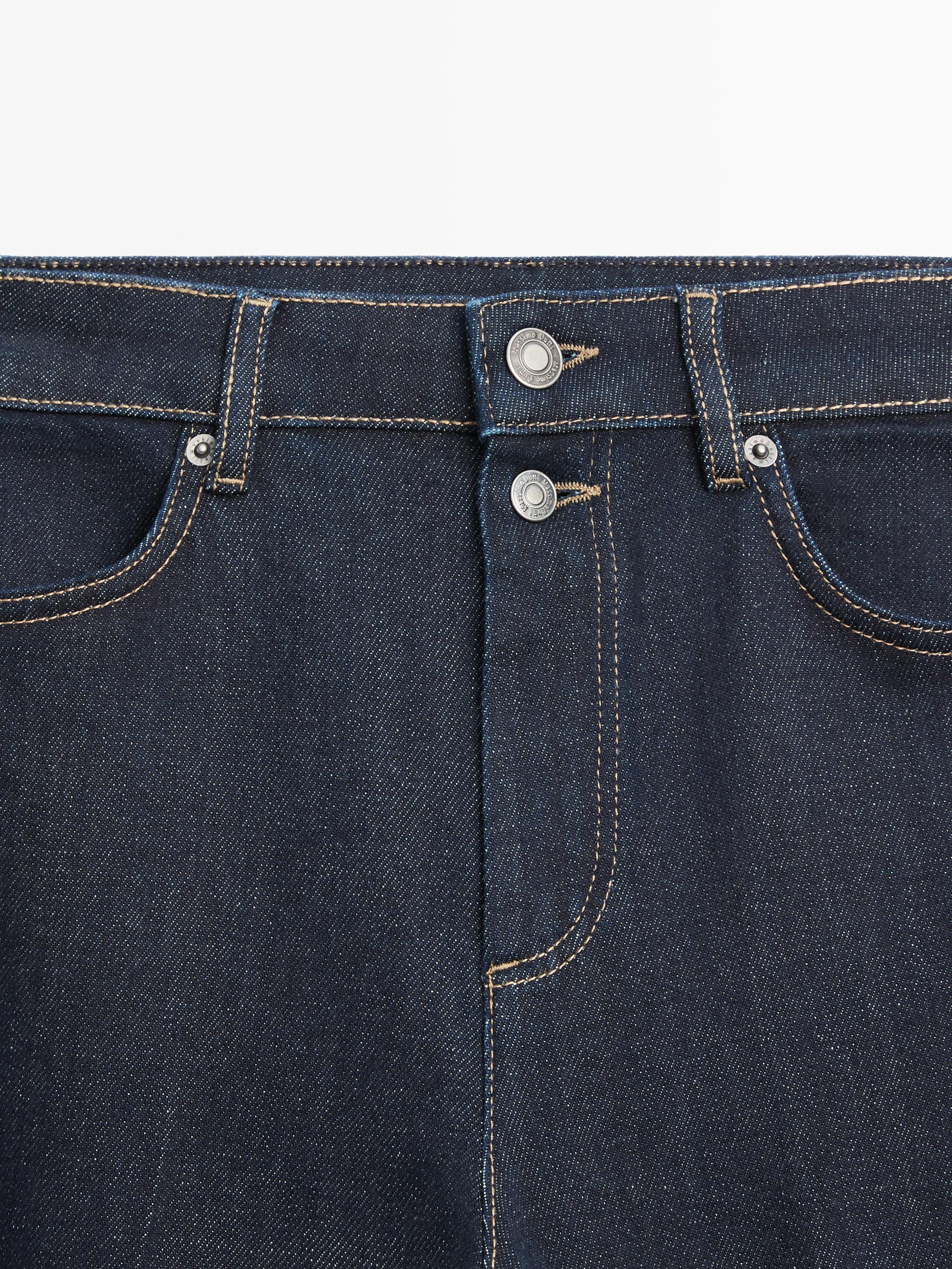 Flared high-waist jeans — DARK BLUE