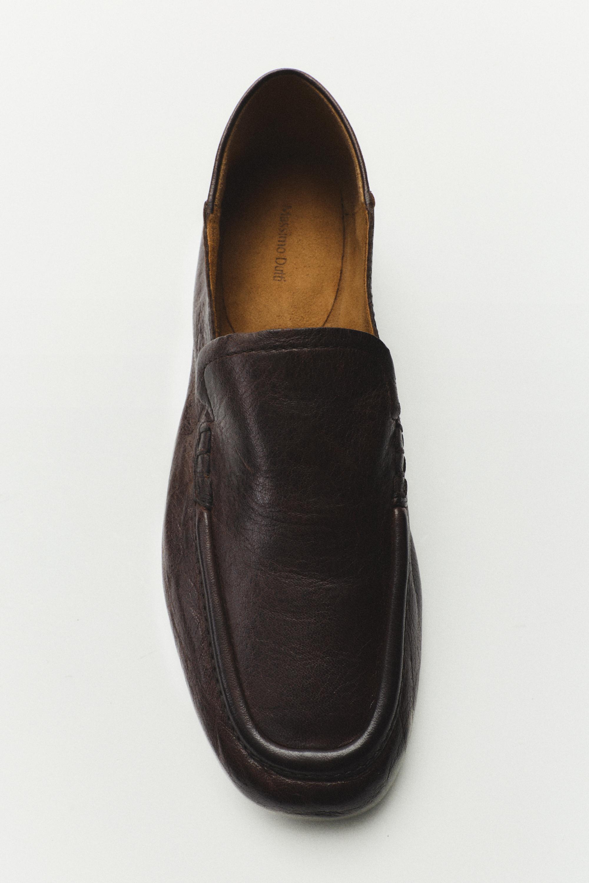 Leather heel loafer — BROWN