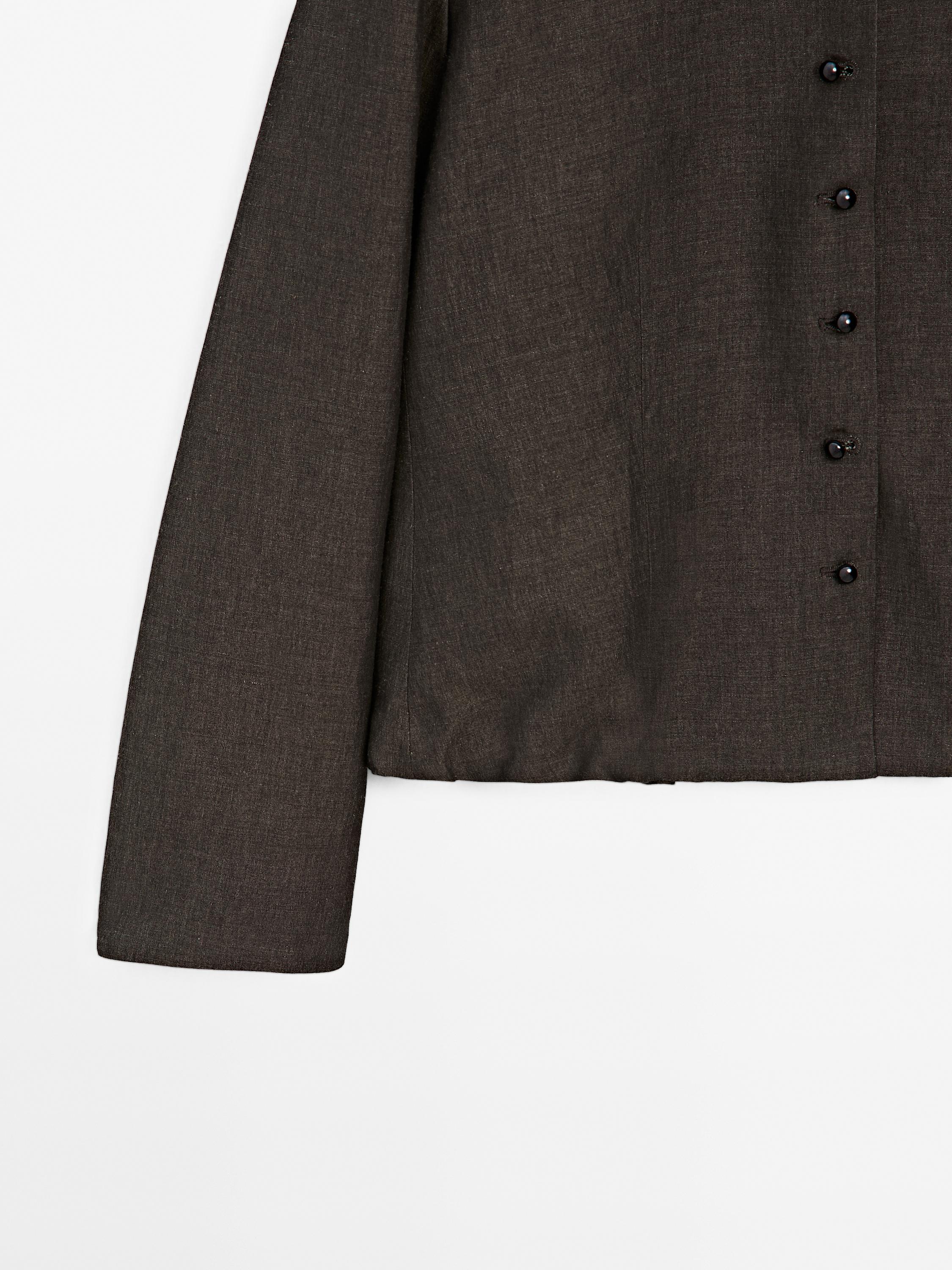 Linen blend jacket with button detail