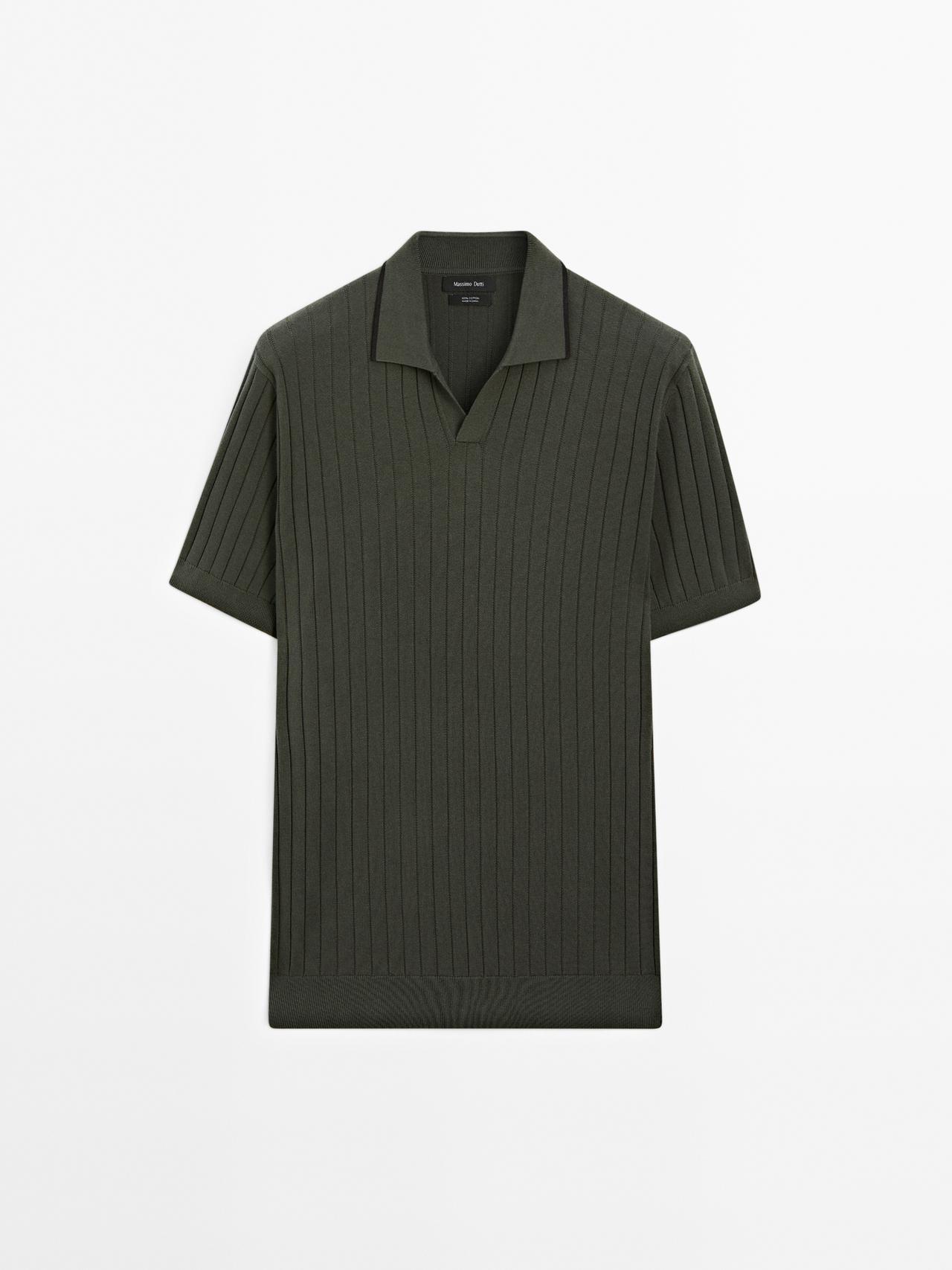 Massimo Dutti - Herre - Poloshirt I Ribstrik - Kaki - L