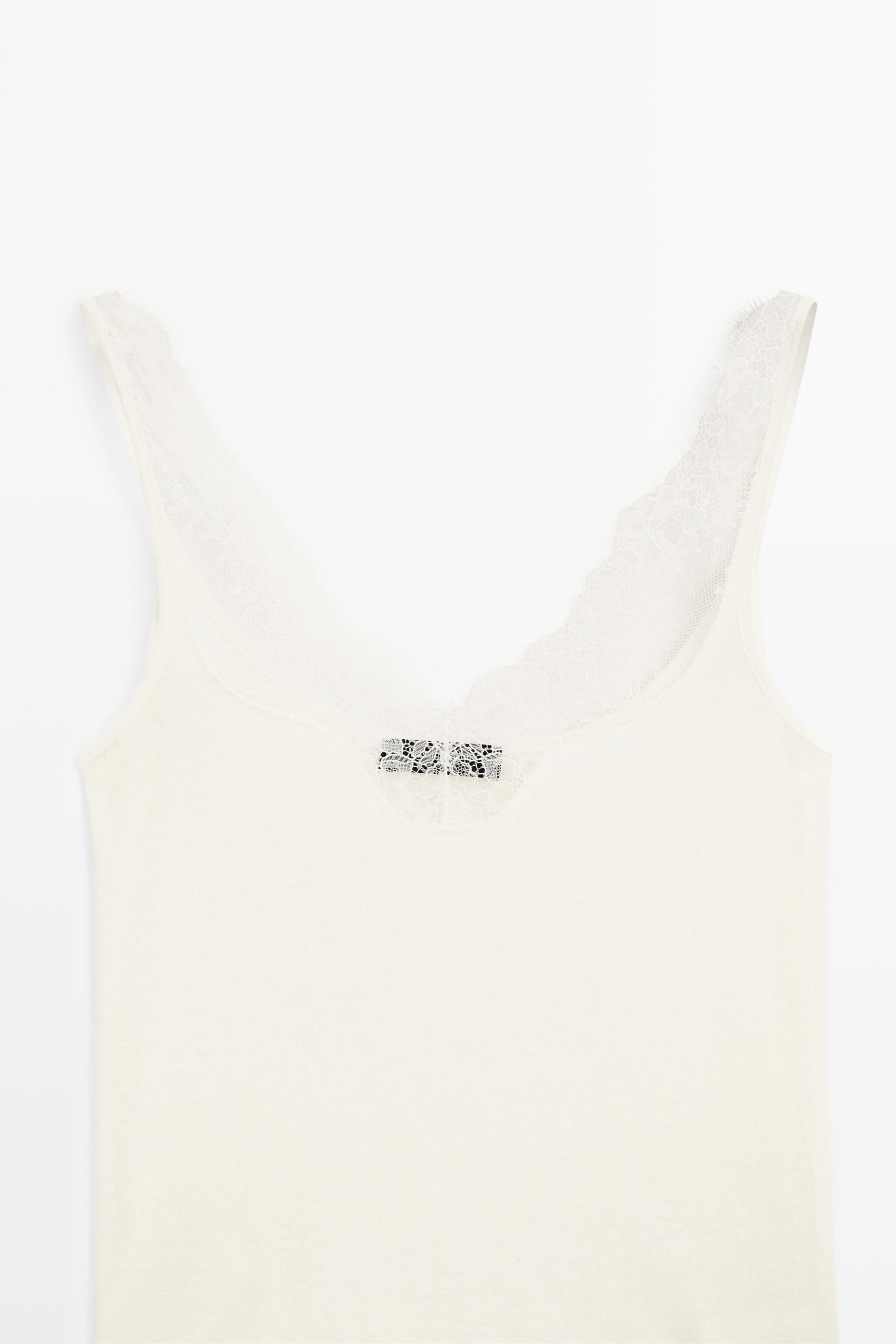 Strappy lace-trimmed camisole top — CREAM