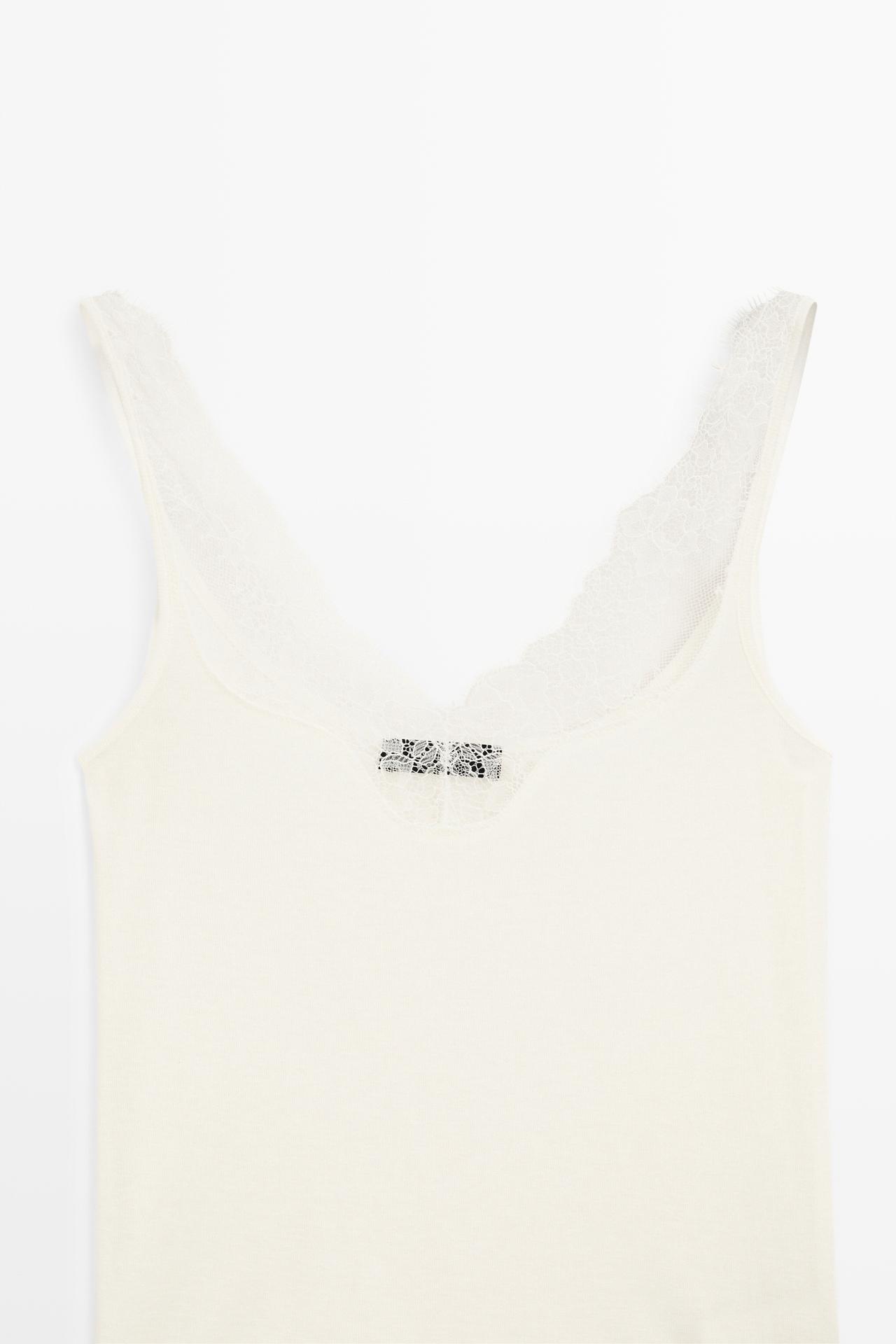 Strappy lace-trimmed camisole top — CREAM