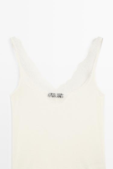 Strappy lace-trimmed camisole top — CREAM 9