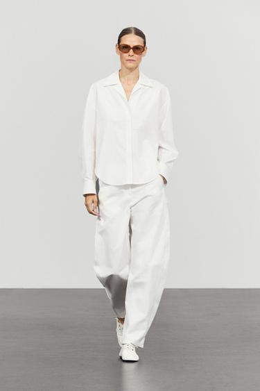 Poplin shirt with seam details — WHITE 1