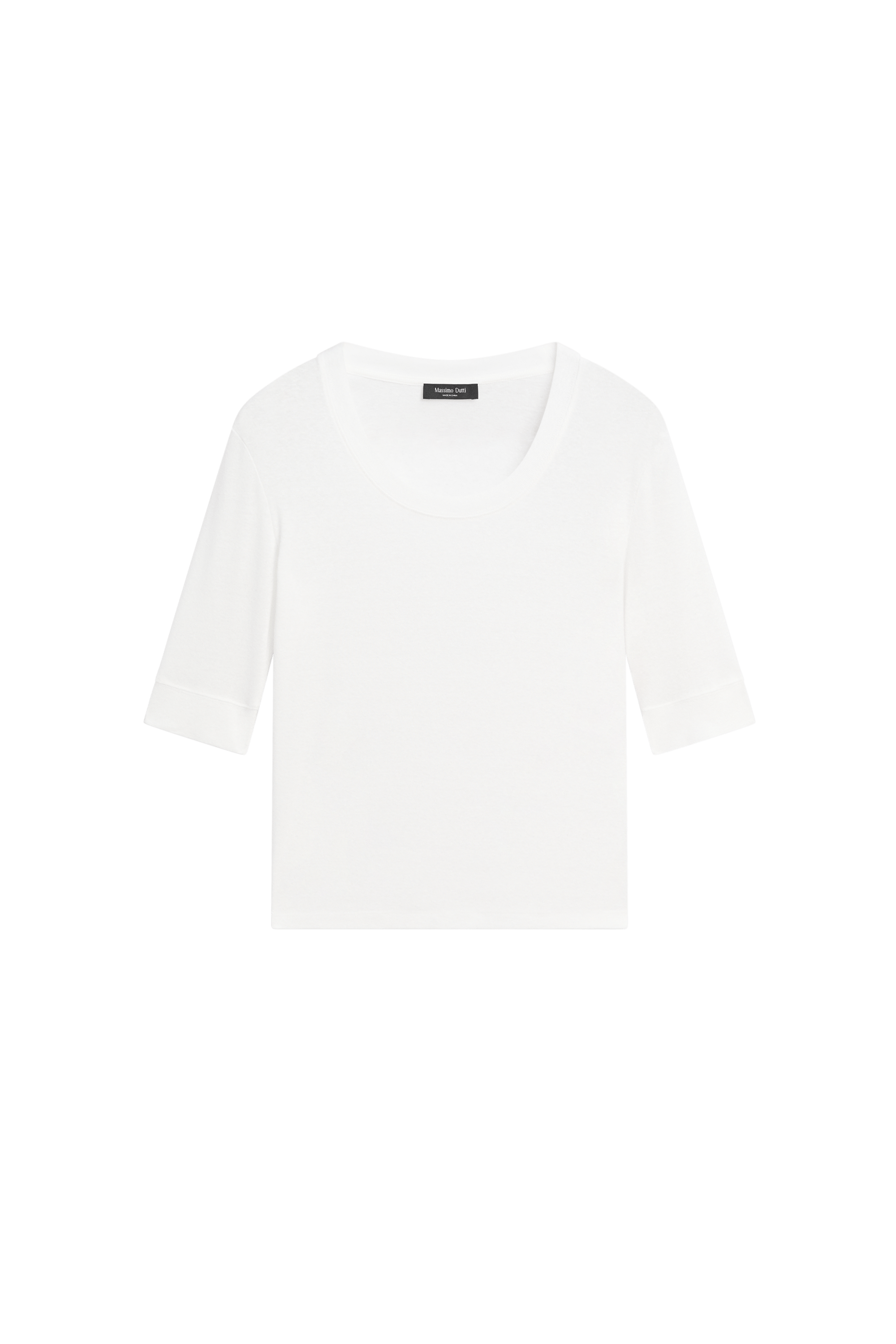 Massimo Dutti %100 pamuklu bisiklet yaka t-shirt
