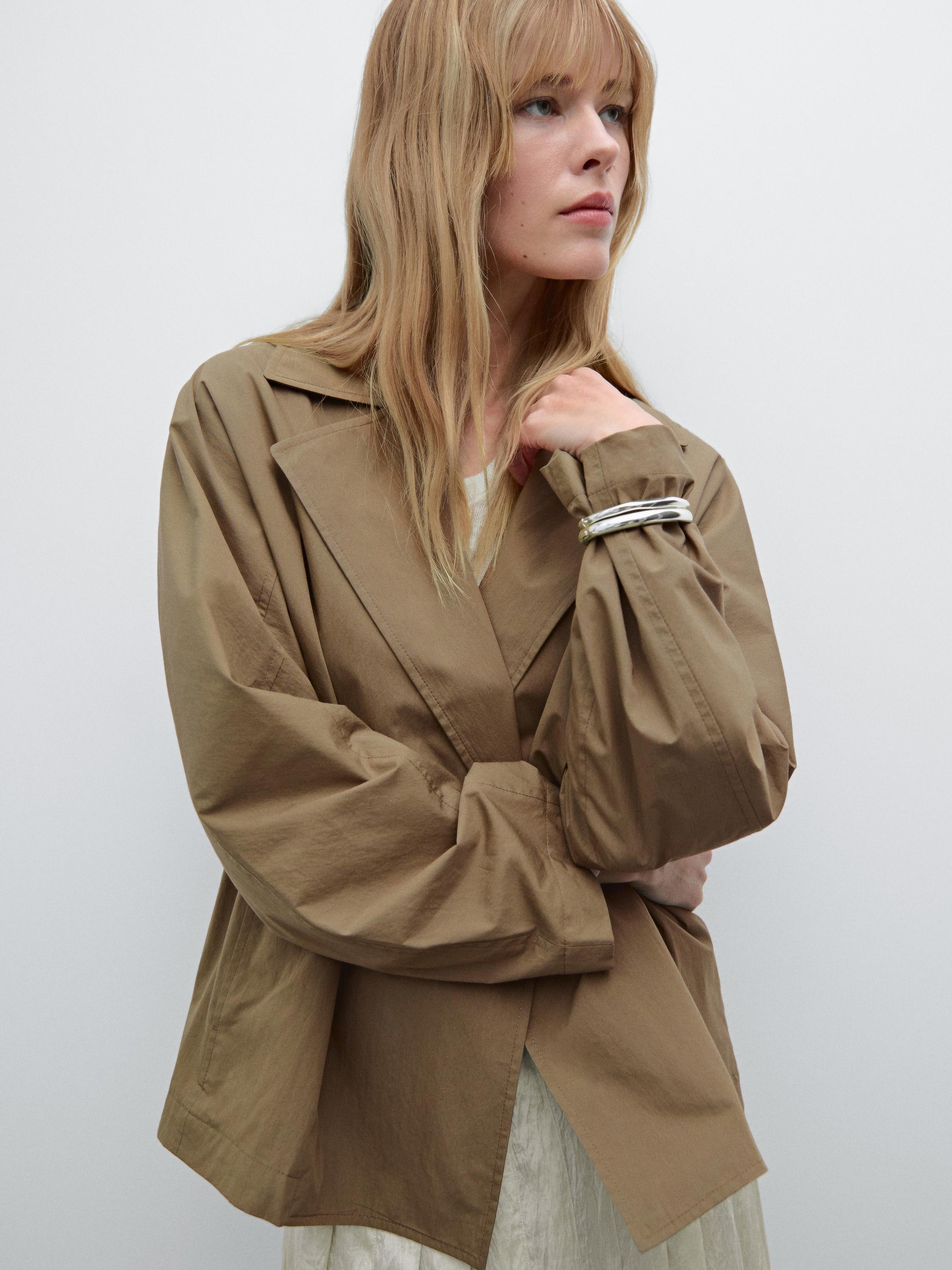 Veste trench courte en coton mélangé