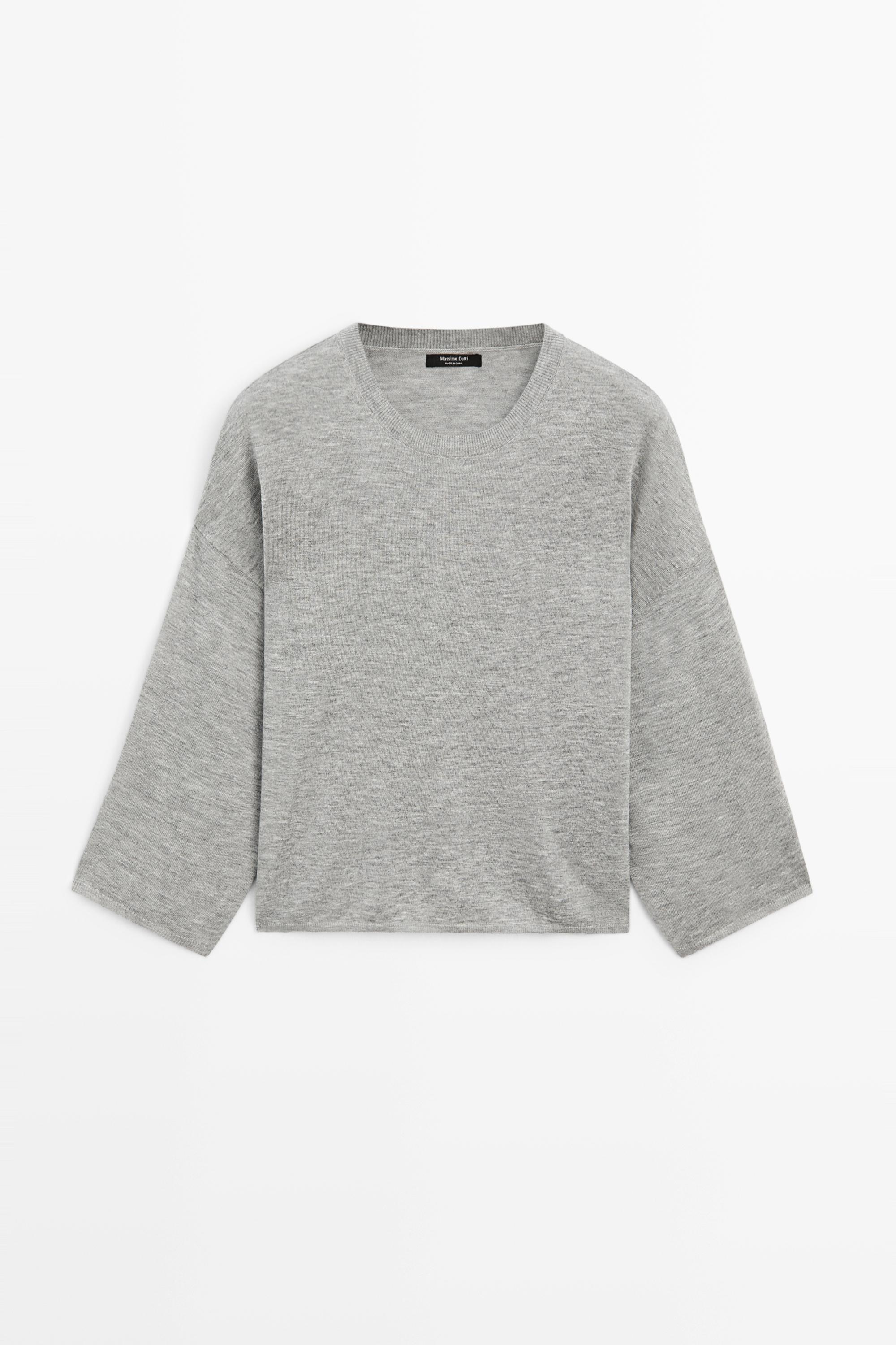 Round neck knit sweater — GREY MARL