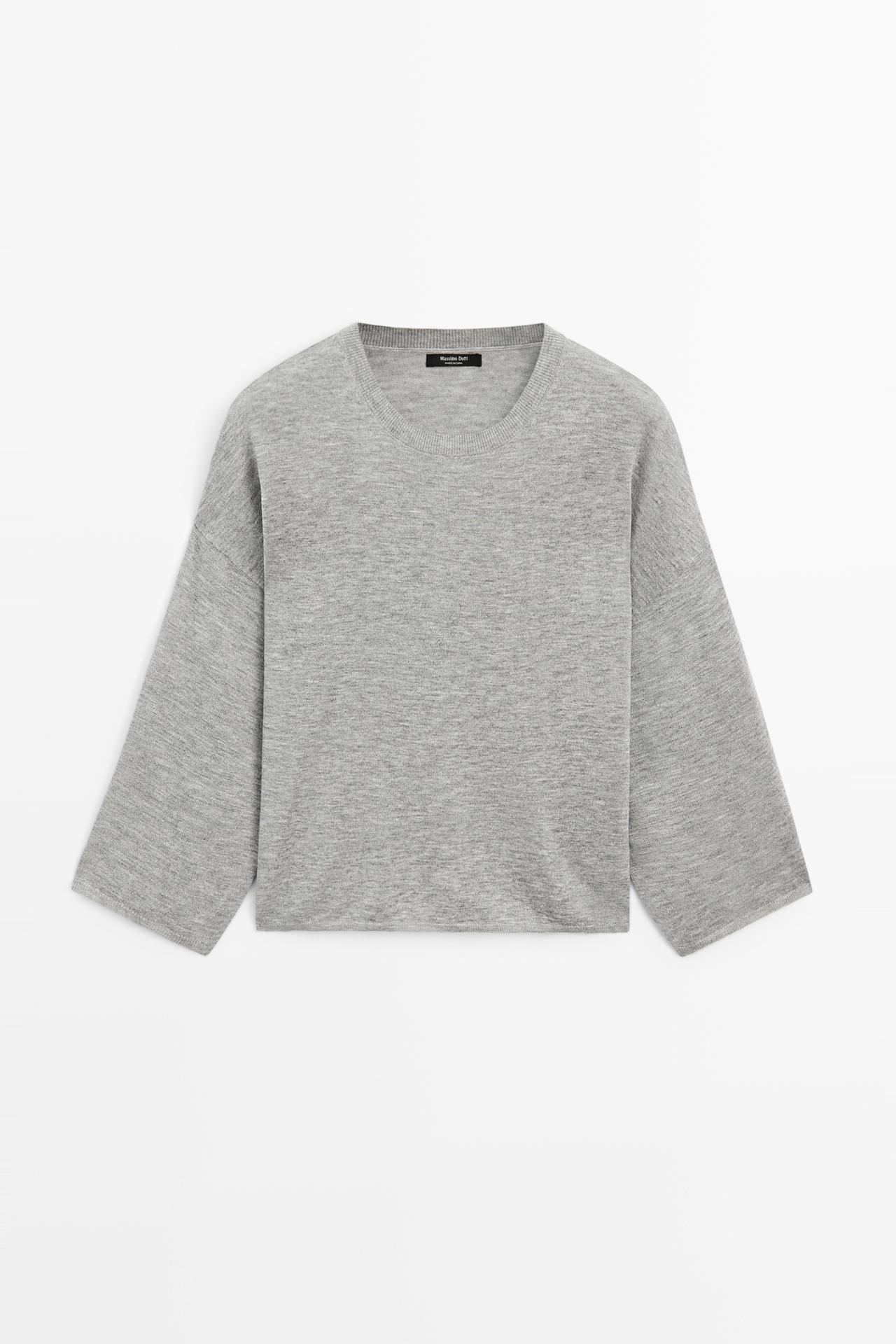 Round neck knit sweater — GREY MARL