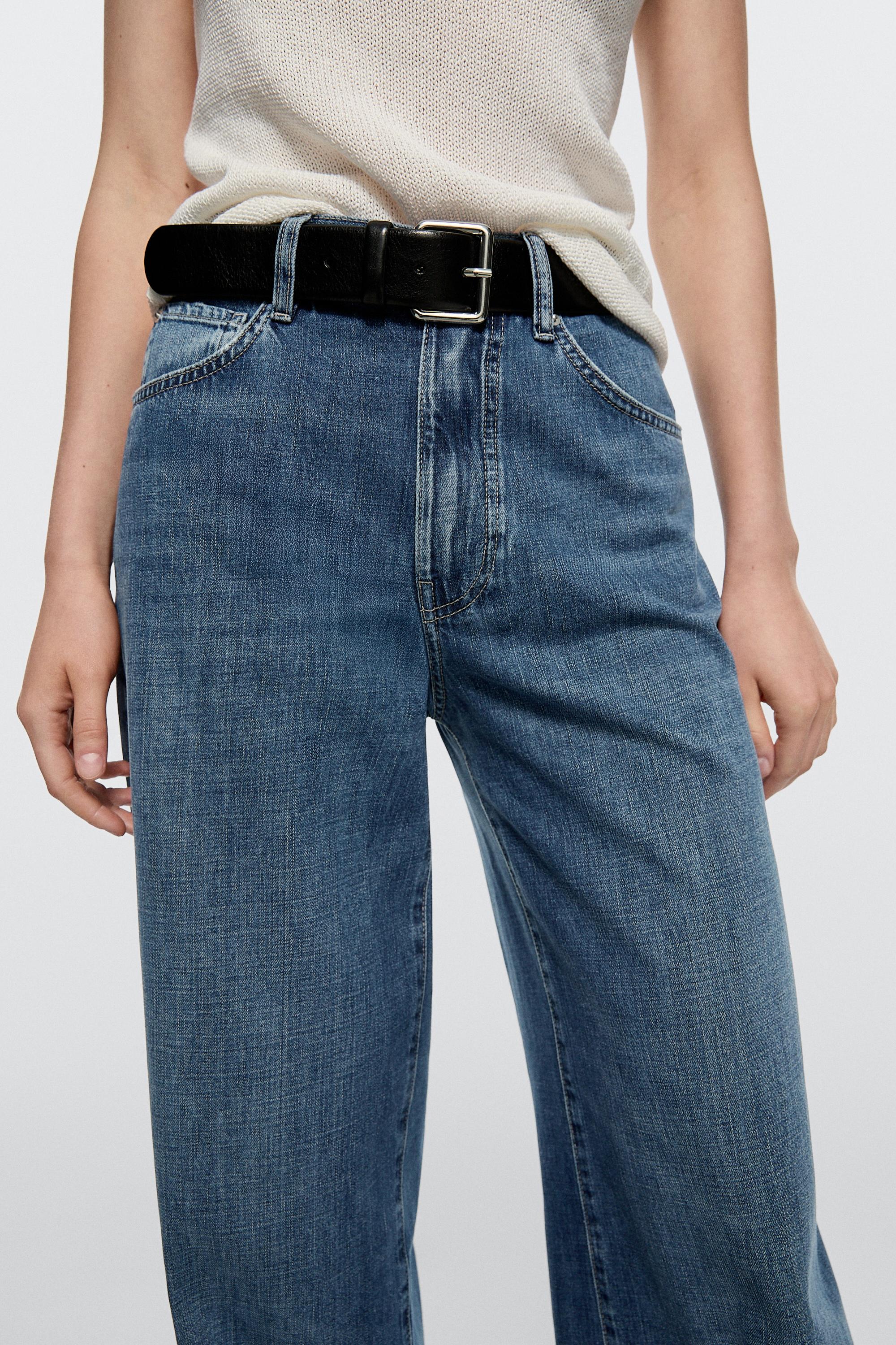 High-waist wide-leg jeans — MEDIUM BLUE