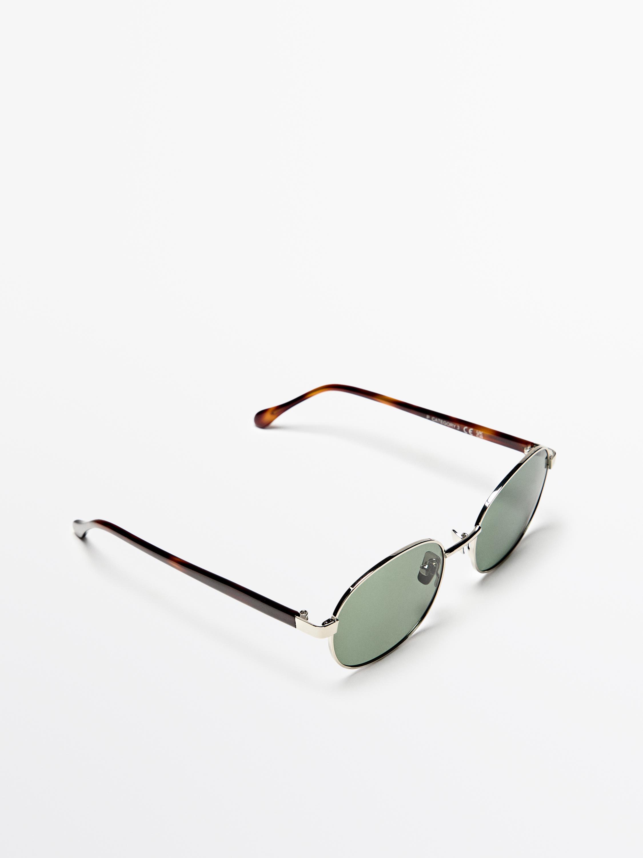 Round metal sunglasses - tortoiseshell effect — SILVER
