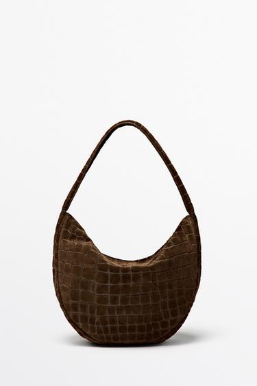 Mini slouch split suede leather bag — LEATHER 1