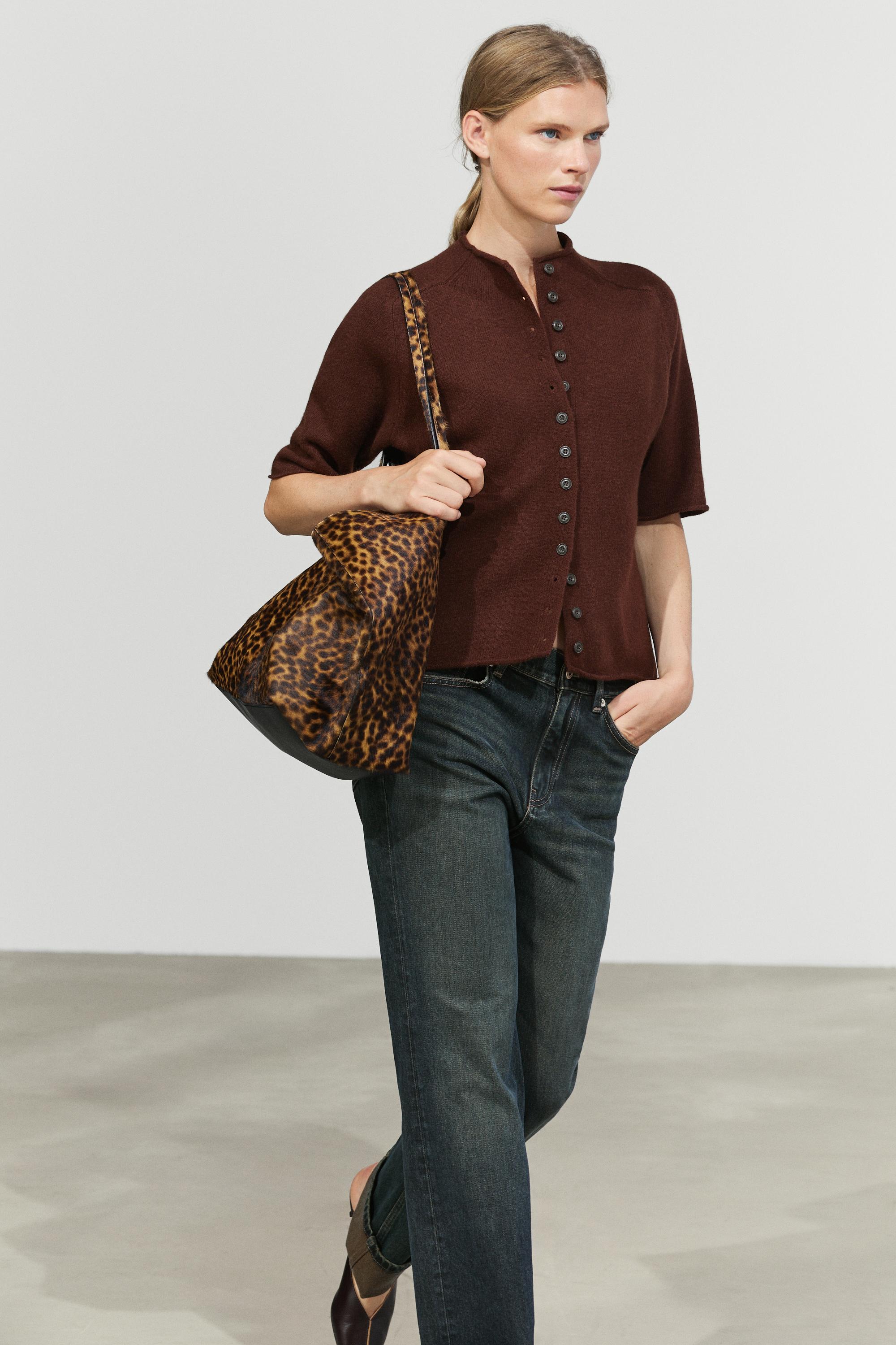 100% wool funnel neck knit cardigan — MAROON