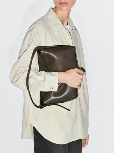 Small nappa leather shoulder bag — KHAKI 8