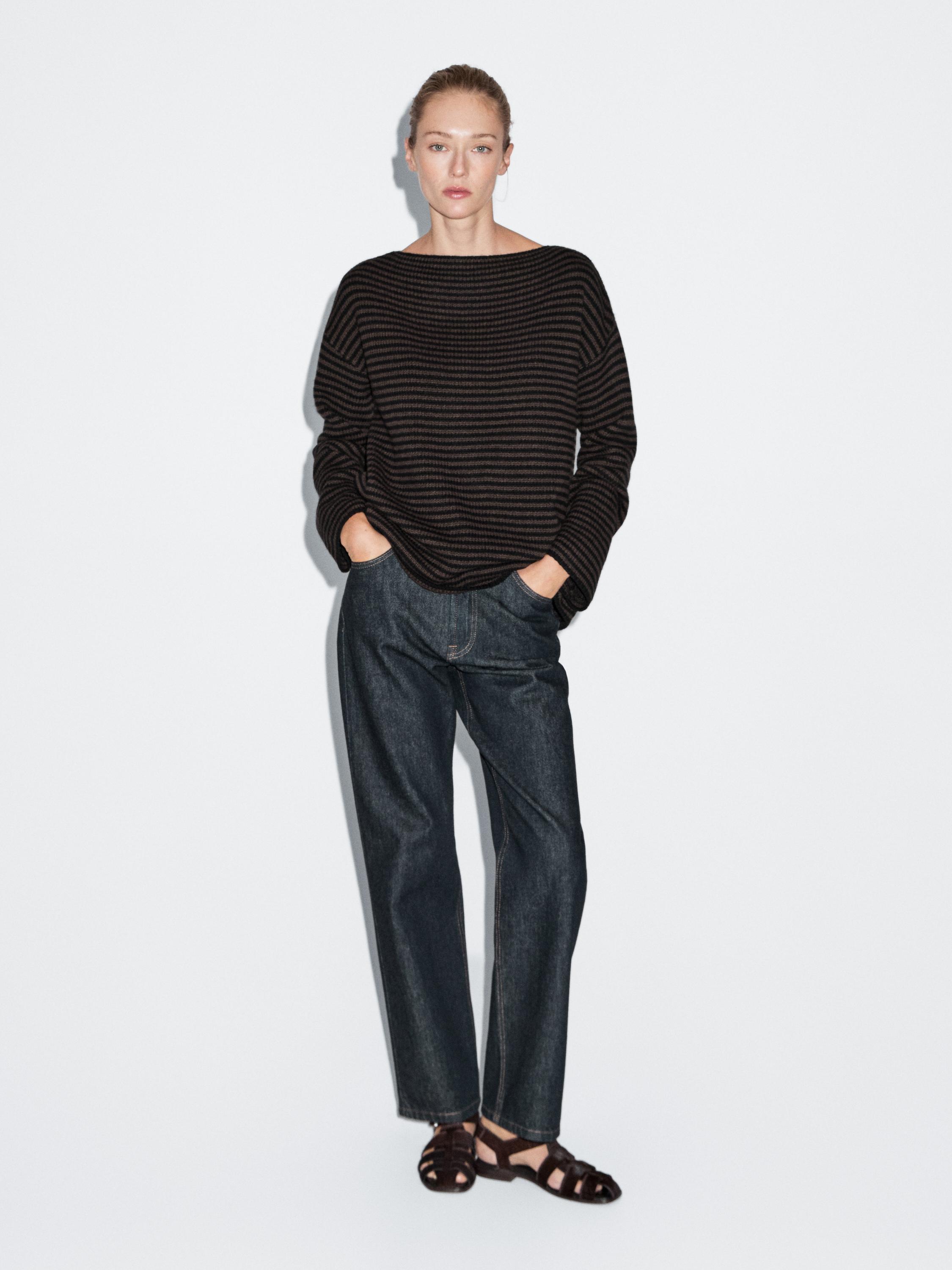 Pull à rayures en maille 100 % laine